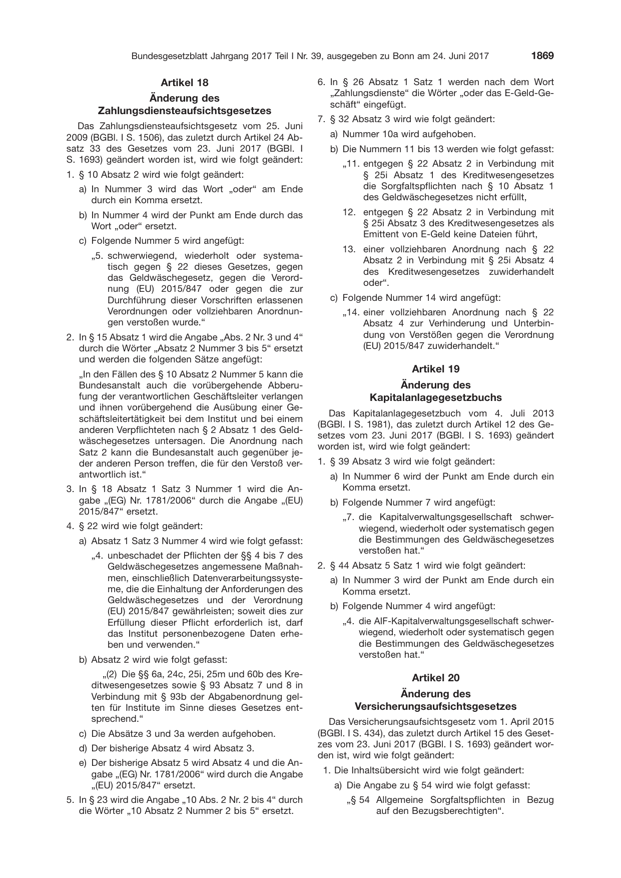 BGBl. 2017, Seite 1869 — Originalseite als Abbildung