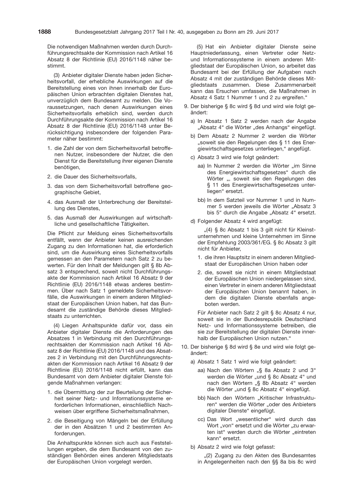 BGBl. 2017, Seite 1888 — Originalseite als Abbildung