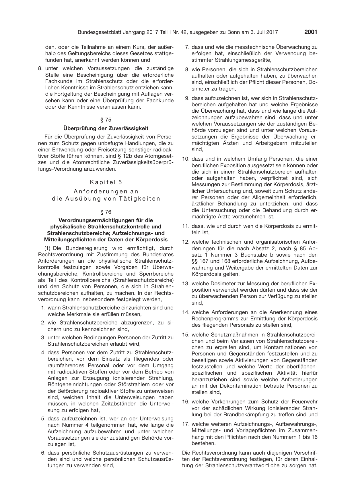 BGBl. 2017, Seite 2001 — Originalseite als Abbildung