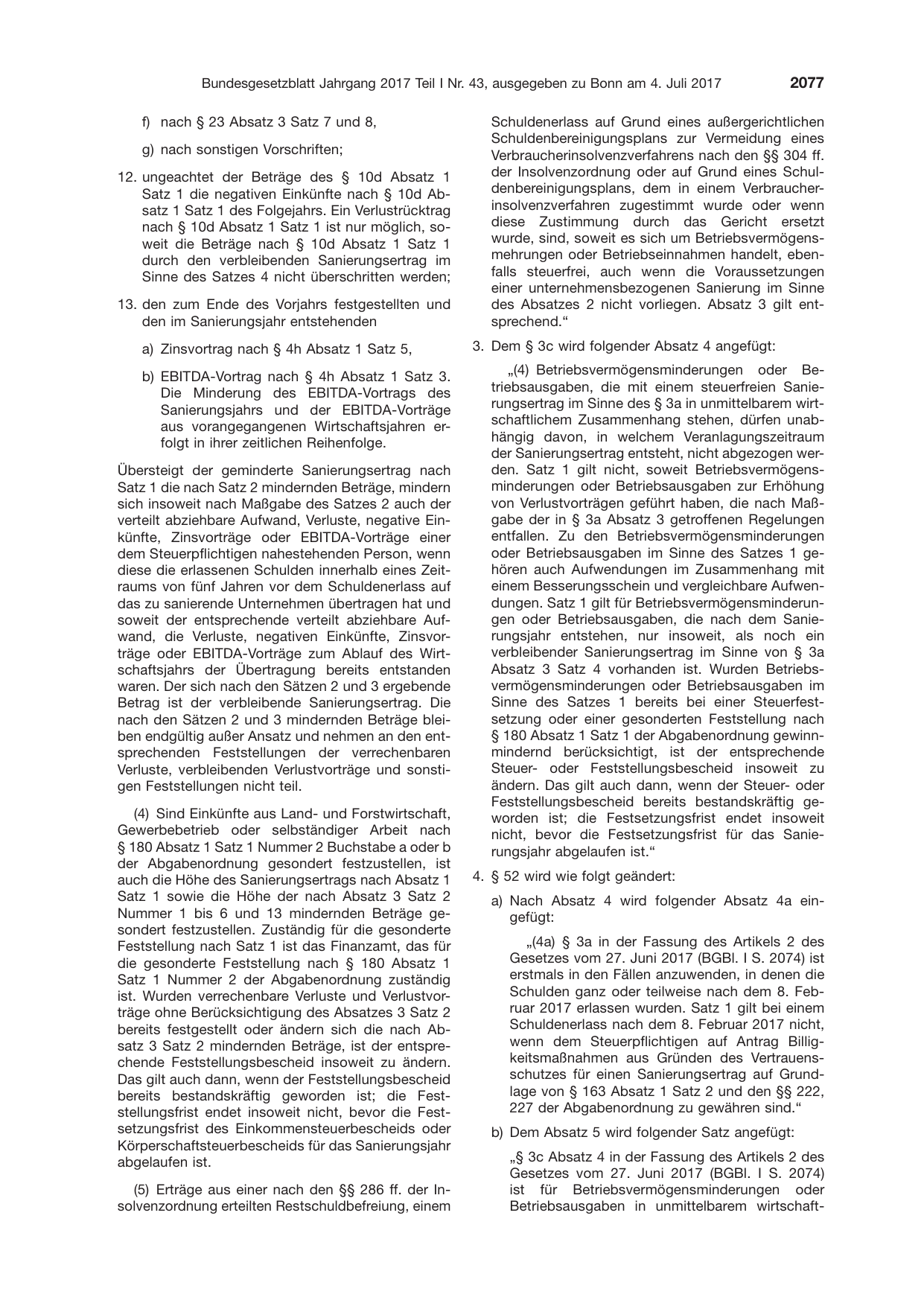 BGBl. 2017, Seite 2077 — Originalseite als Abbildung