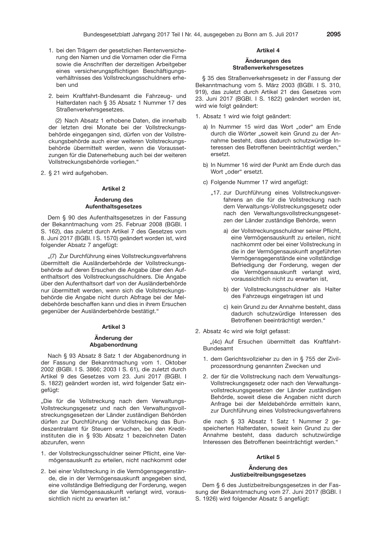 BGBl. 2017, Seite 2095 — Originalseite als Abbildung