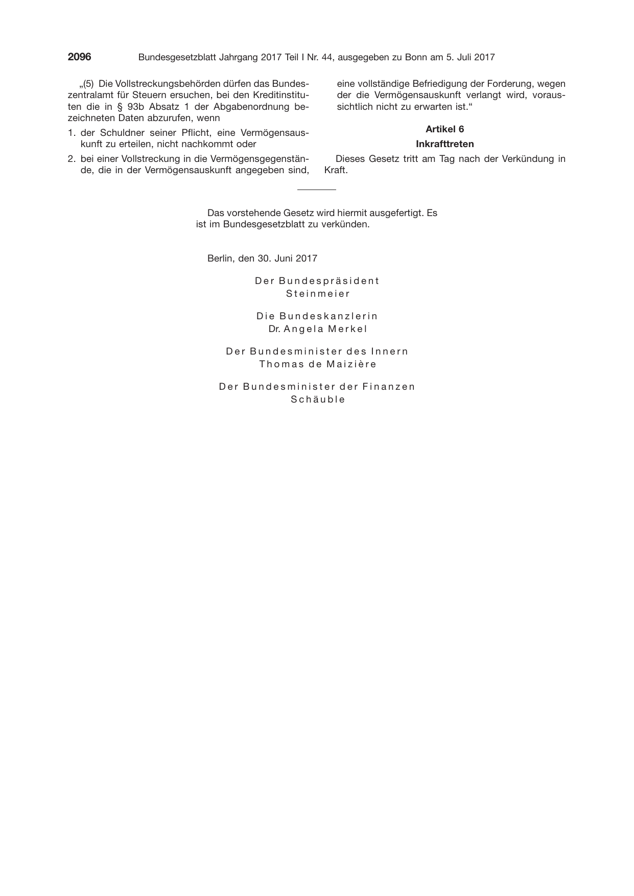 BGBl. 2017, Seite 2096 — Originalseite als Abbildung