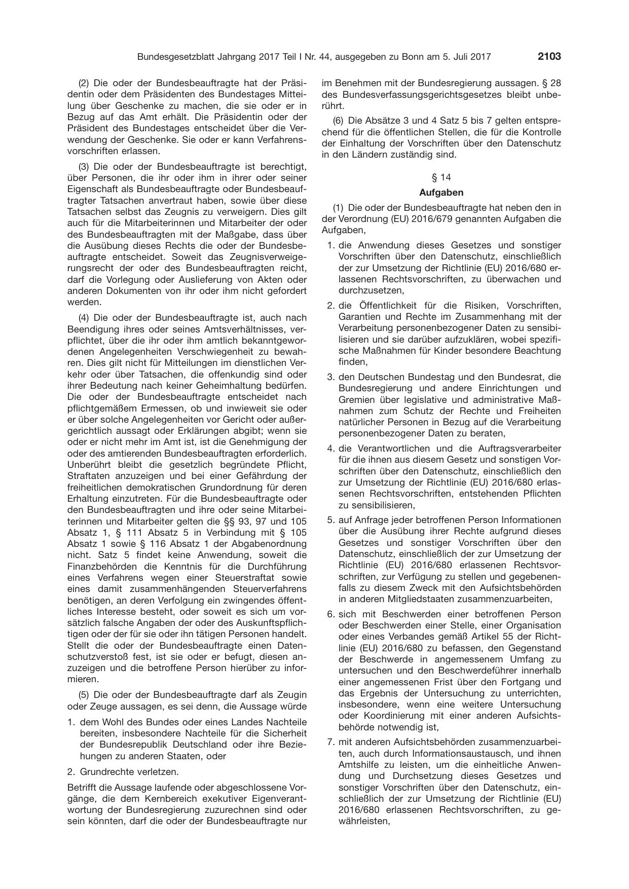 BGBl. 2017, Seite 2103 — Originalseite als Abbildung