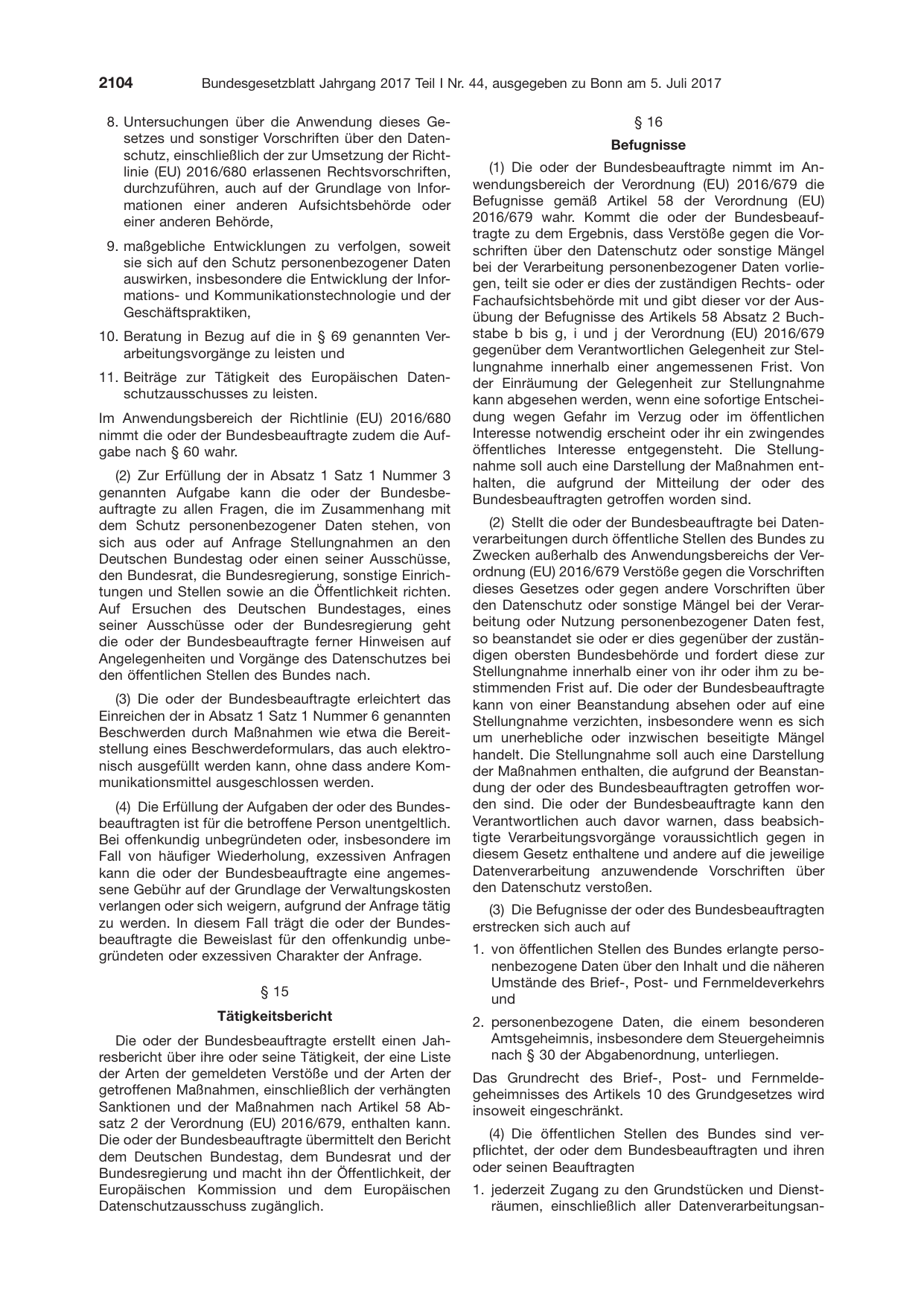 BGBl. 2017, Seite 2104 — Originalseite als Abbildung