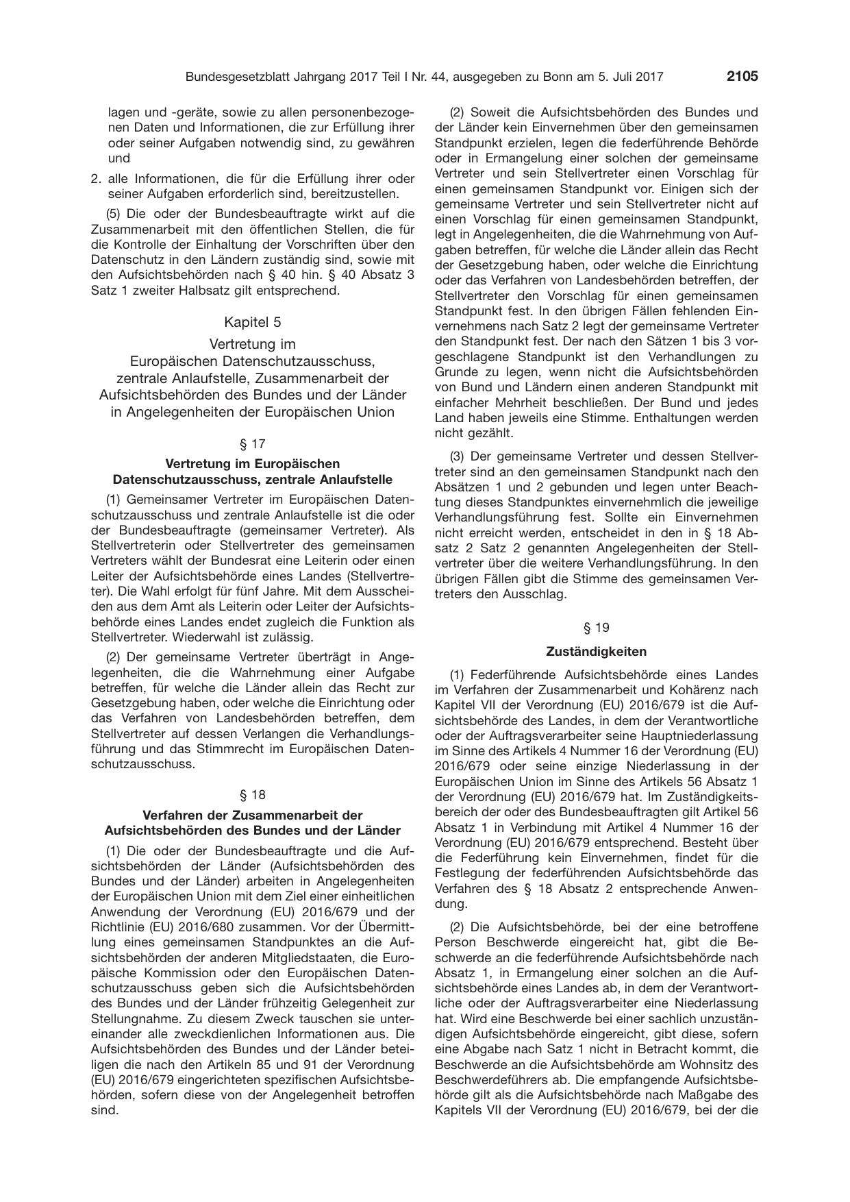 BGBl. 2017, Seite 2105 — Originalseite als Abbildung