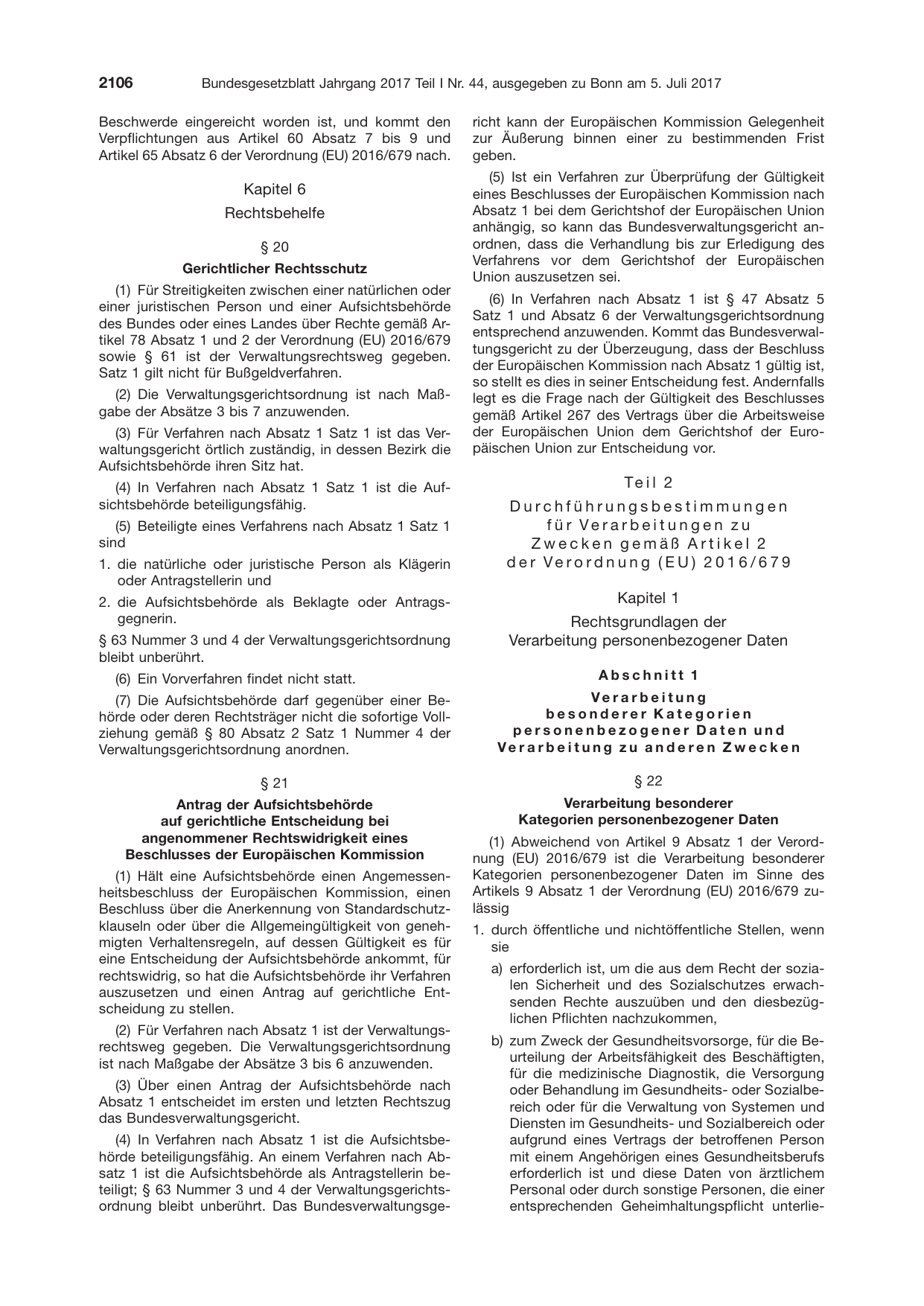 BGBl. 2017, Seite 2106 — Originalseite als Abbildung