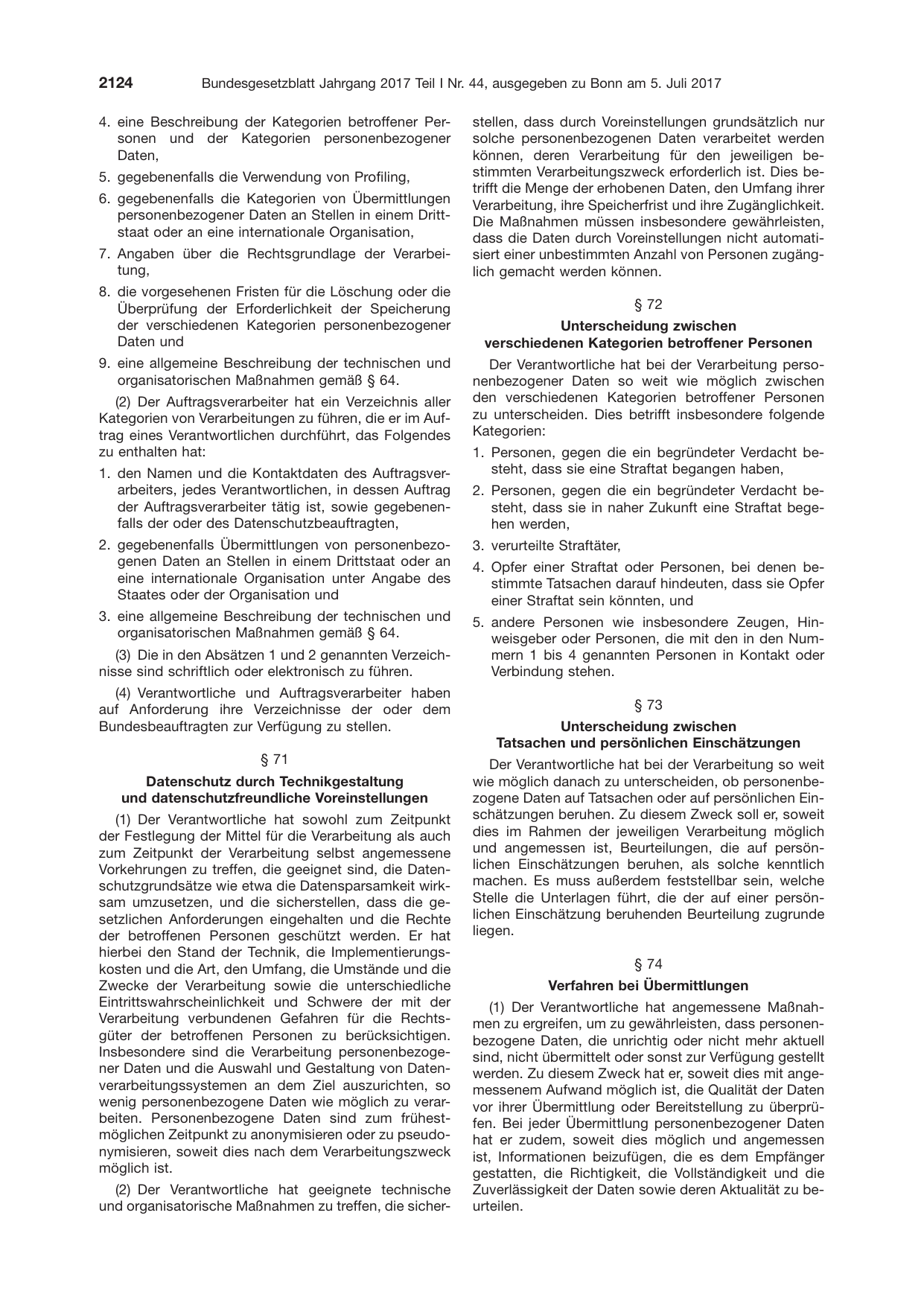 BGBl. 2017, Seite 2124 — Originalseite als Abbildung