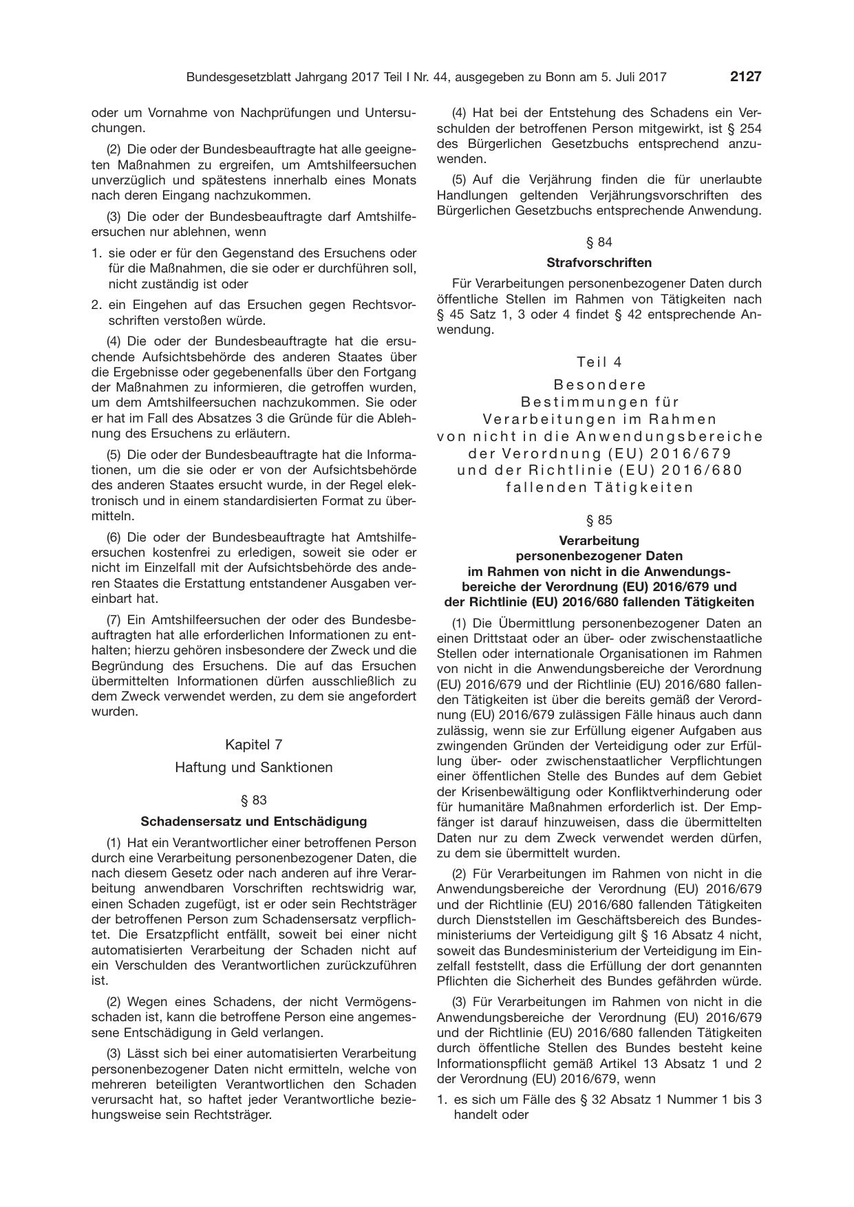 BGBl. 2017, Seite 2127 — Originalseite als Abbildung
