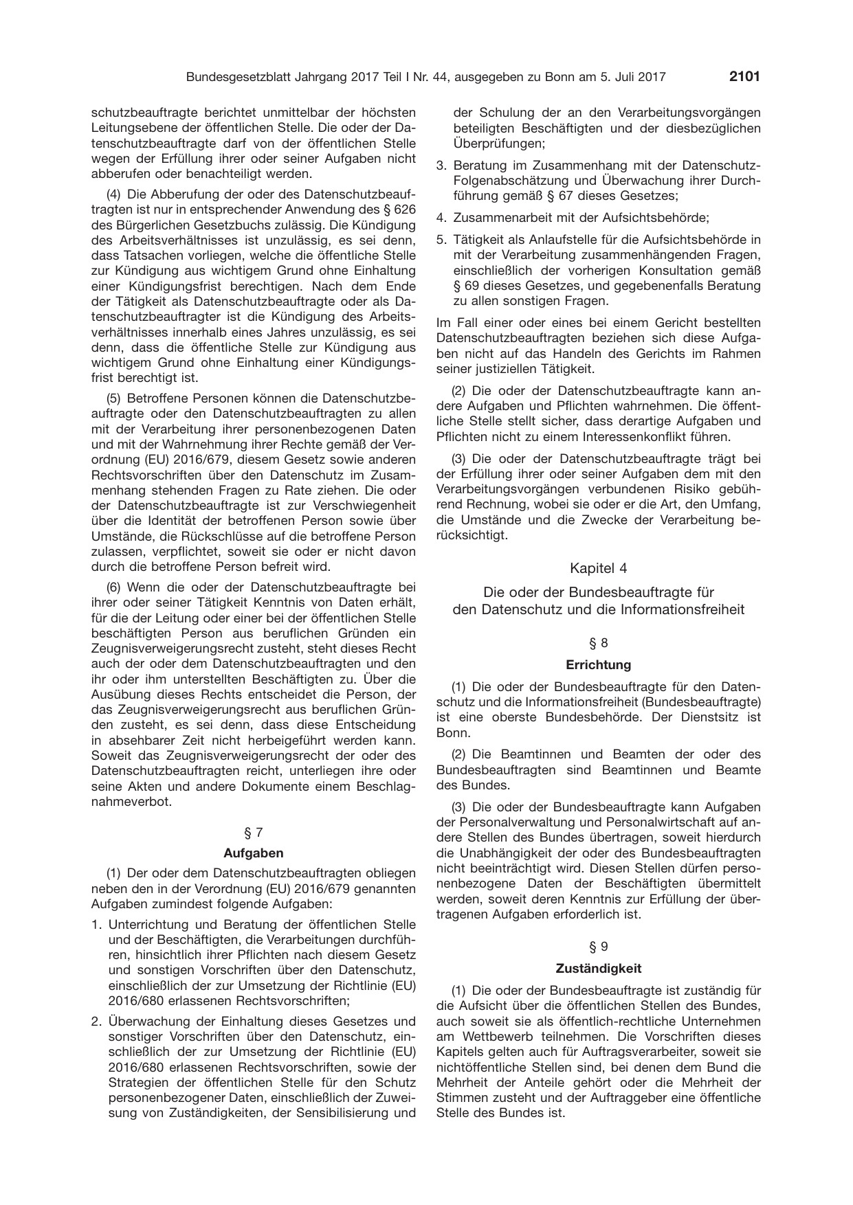 BGBl. 2017, Seite 2101 — Originalseite als Abbildung