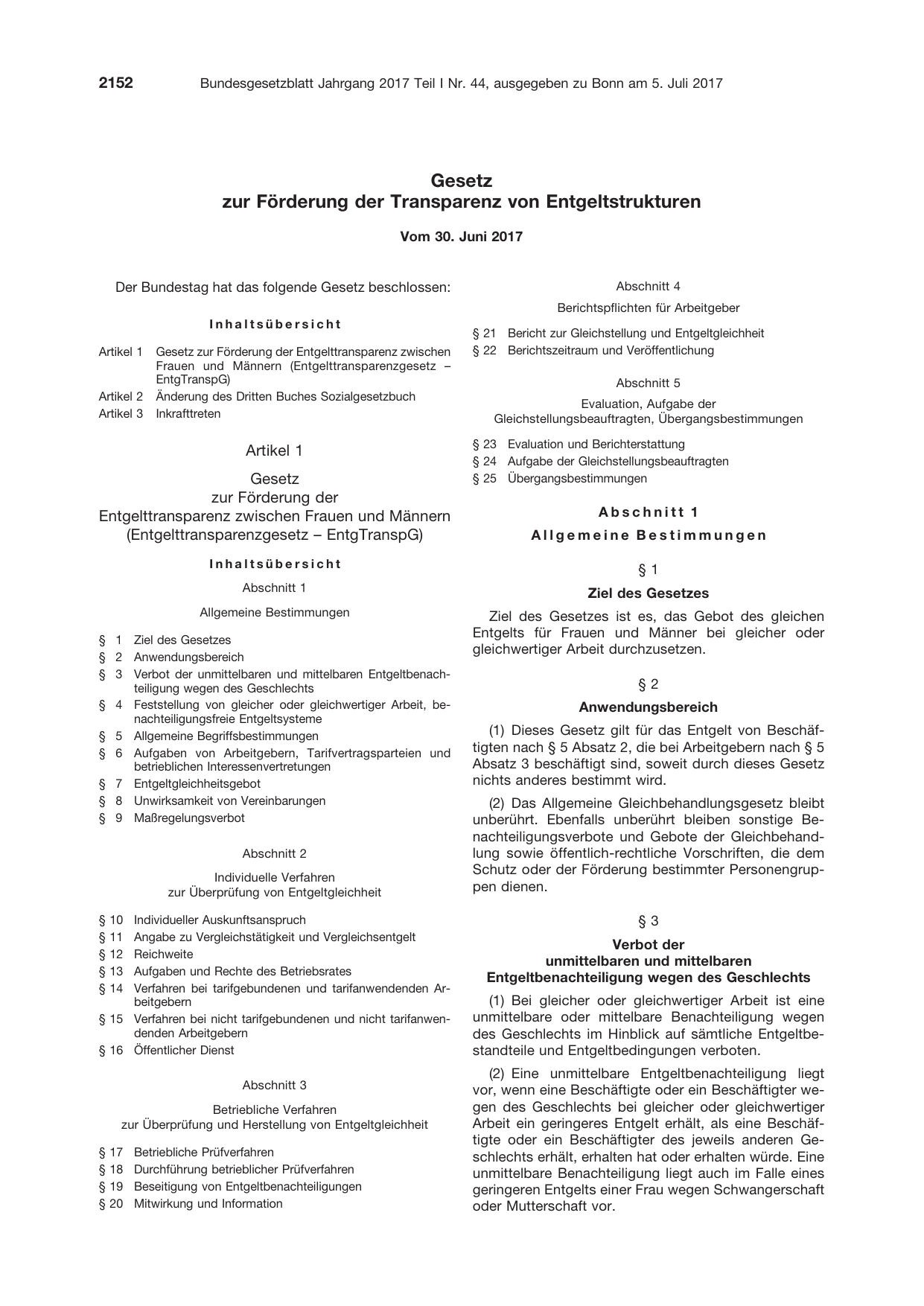 BGBl. 2017, Seite 2152 — Originalseite als Abbildung