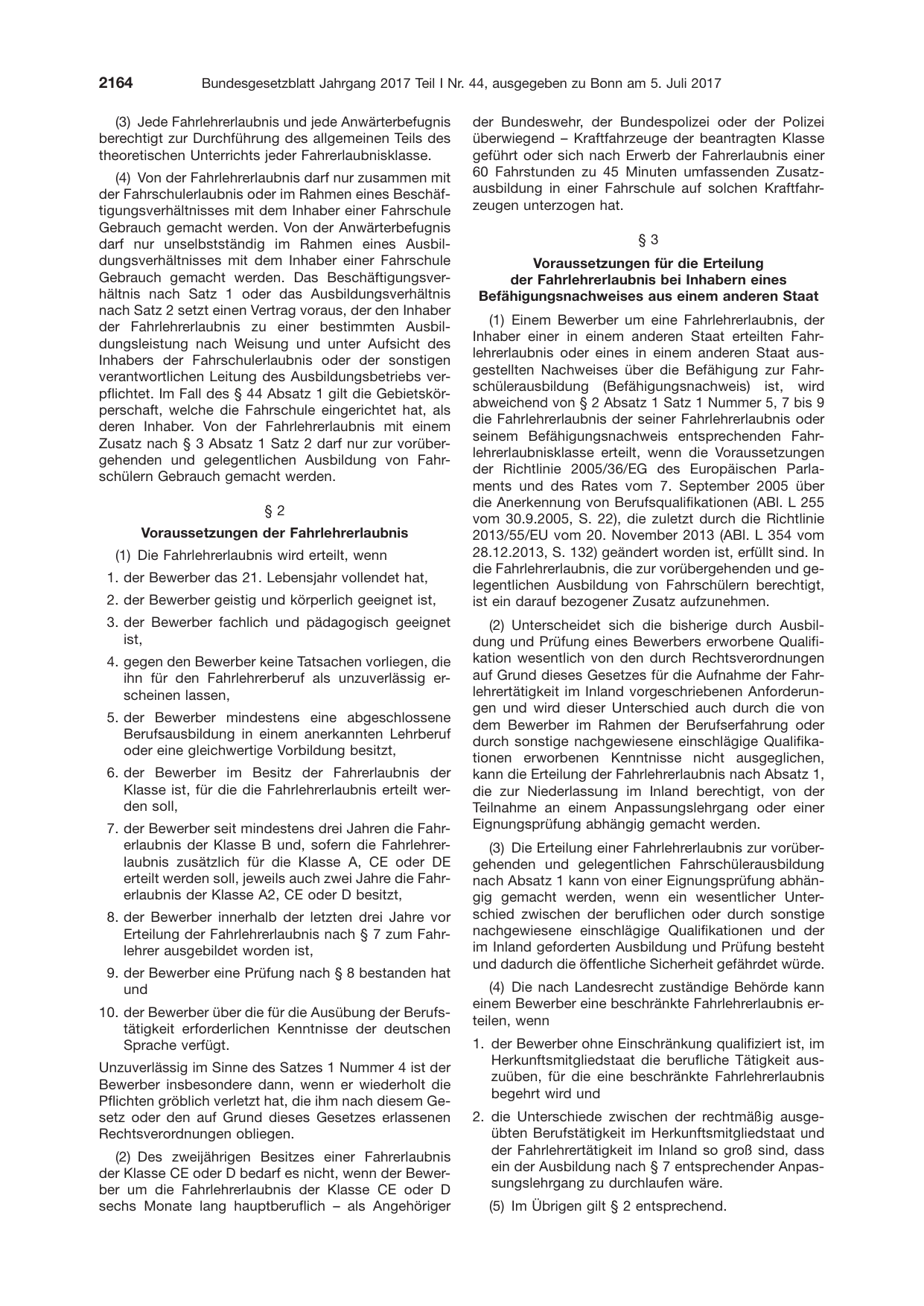 BGBl. 2017, Seite 2164 — Originalseite als Abbildung
