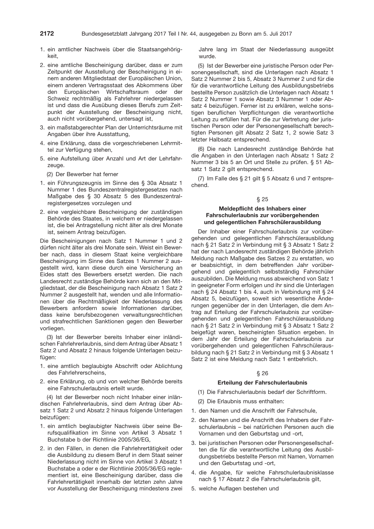 BGBl. 2017, Seite 2172 — Originalseite als Abbildung