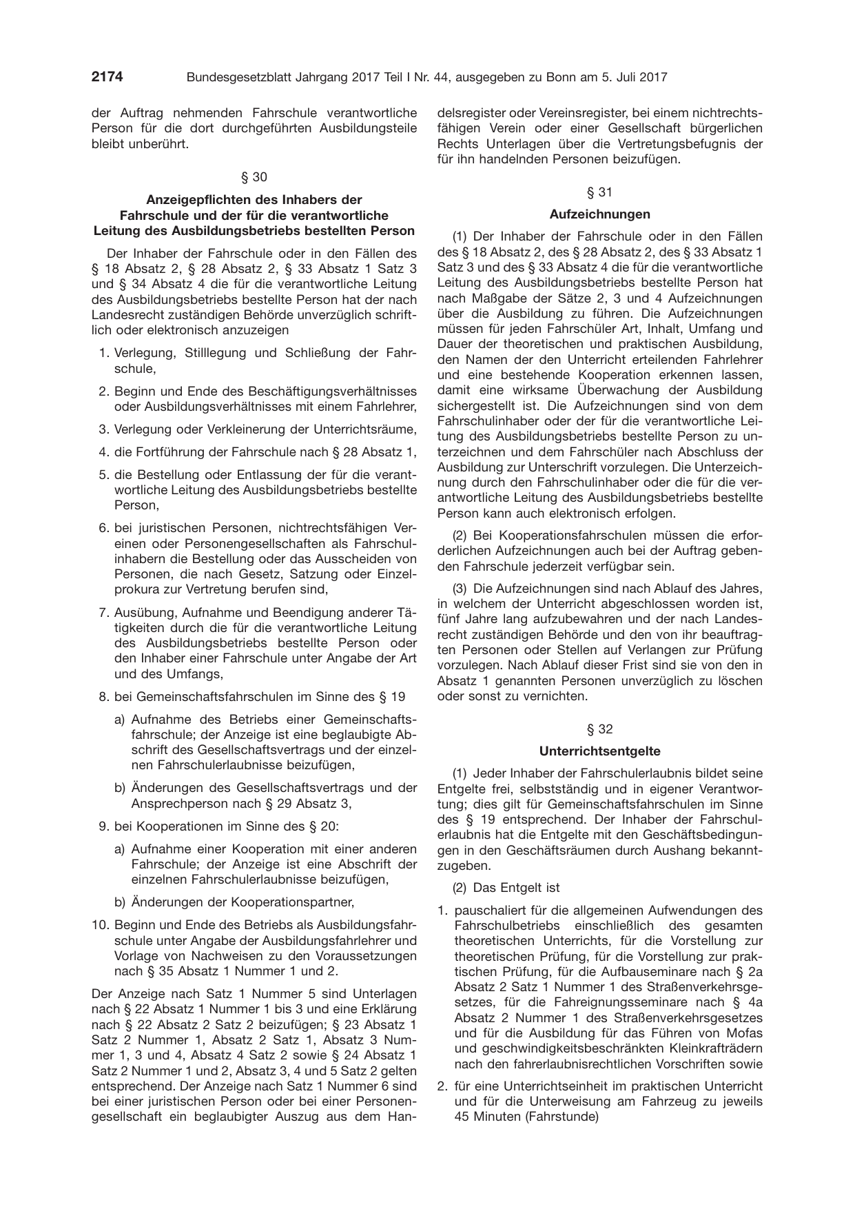 BGBl. 2017, Seite 2174 — Originalseite als Abbildung