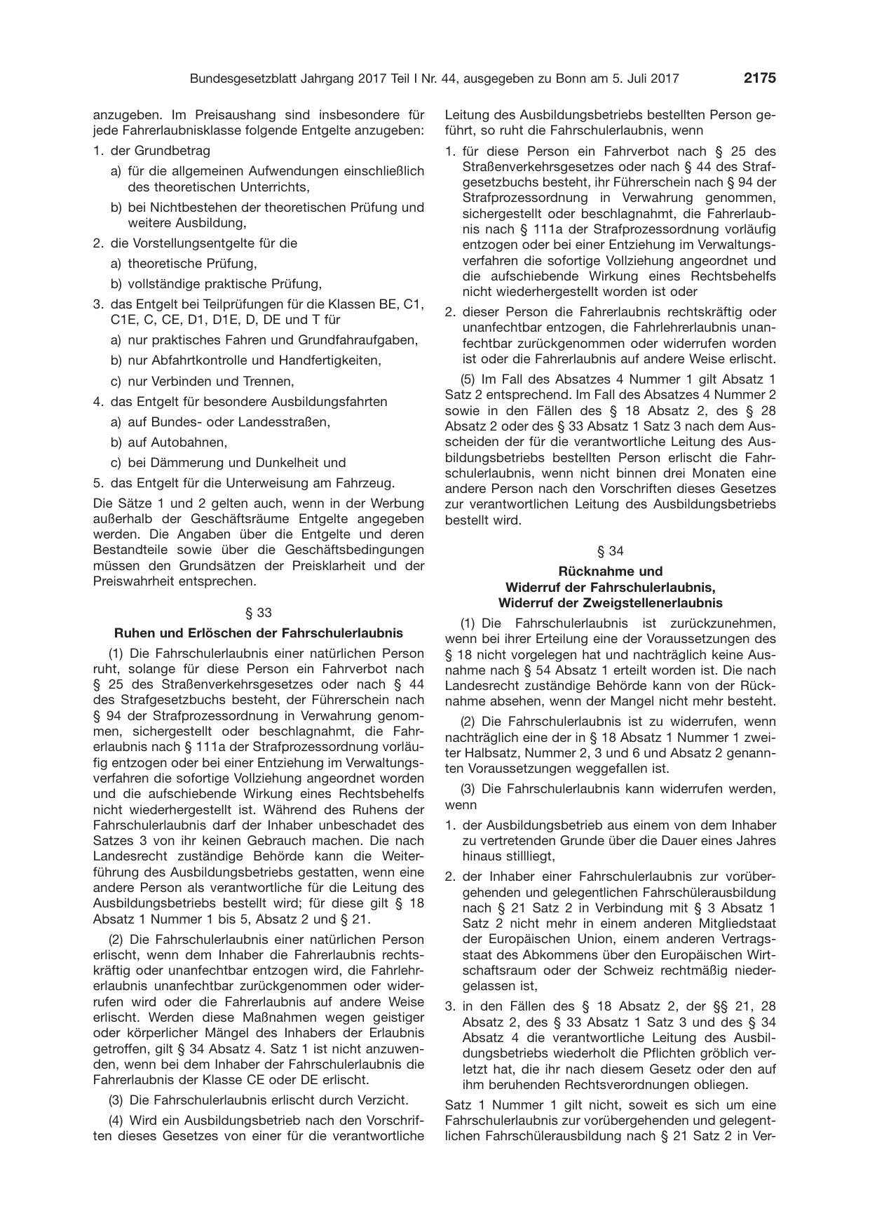BGBl. 2017, Seite 2175 — Originalseite als Abbildung