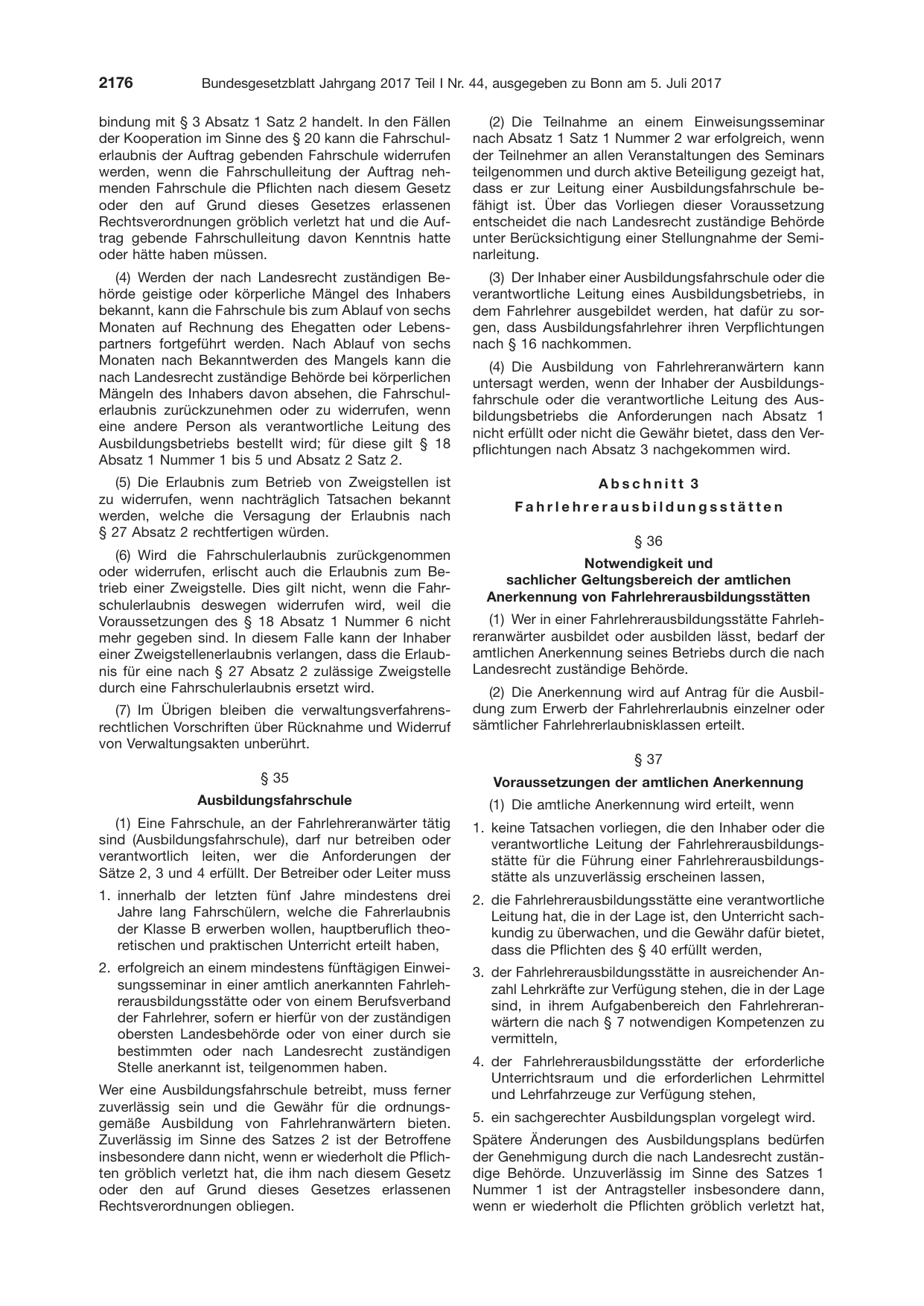 BGBl. 2017, Seite 2176 — Originalseite als Abbildung