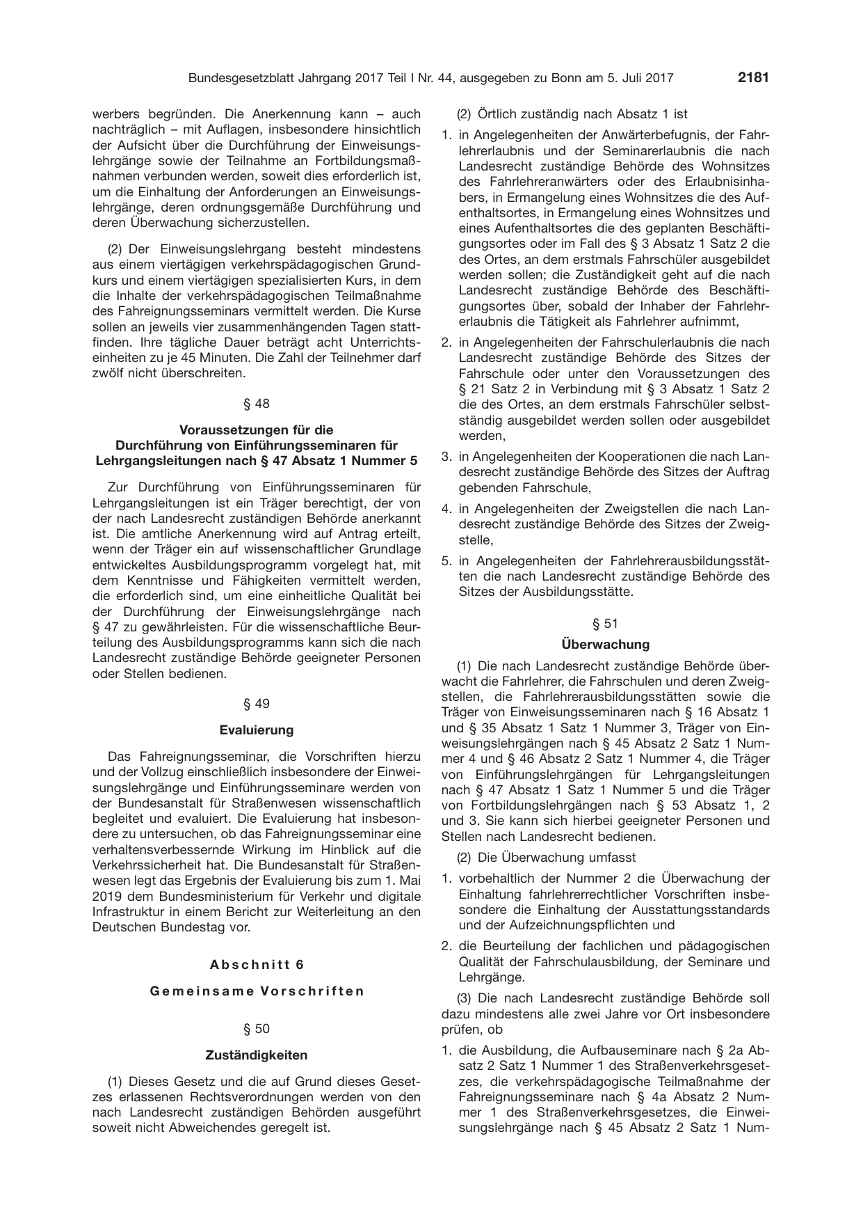 BGBl. 2017, Seite 2181 — Originalseite als Abbildung