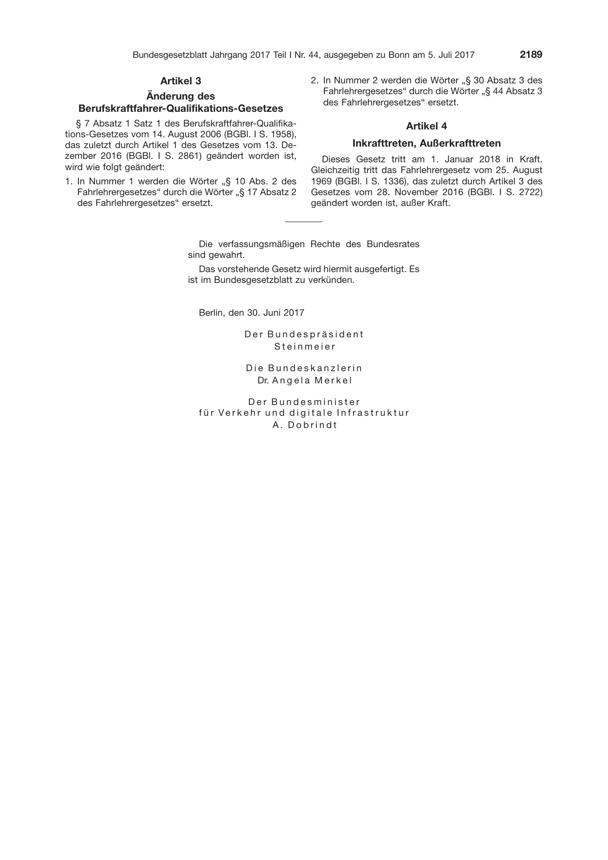 BGBl. 2017, Seite 2189 — Originalseite als Abbildung