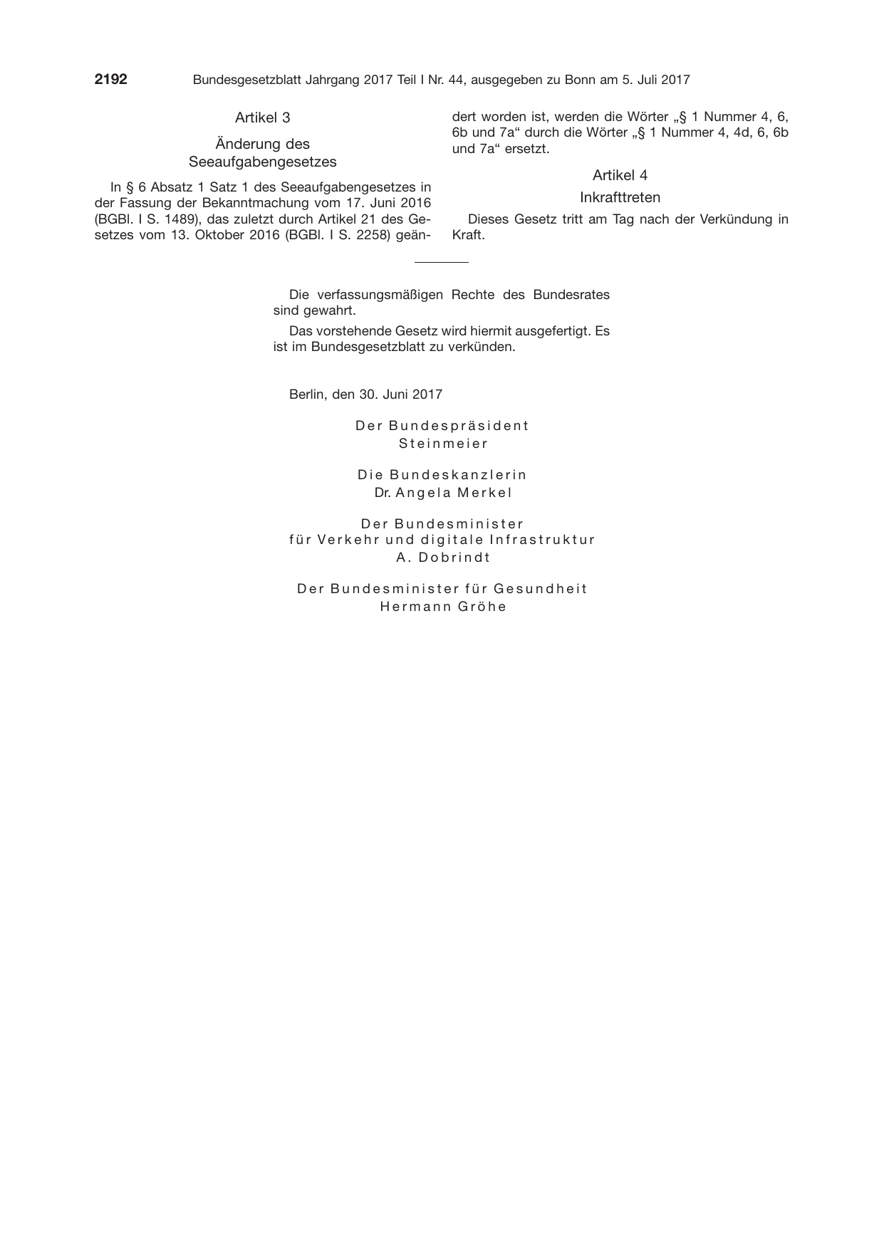 BGBl. 2017, Seite 2192 — Originalseite als Abbildung