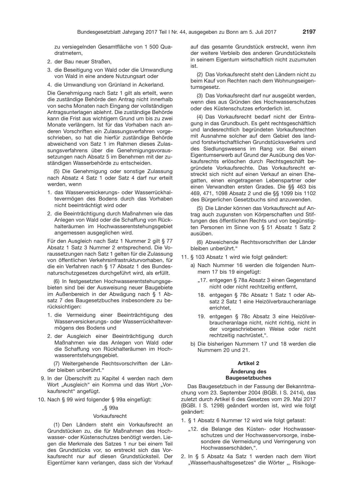 BGBl. 2017, Seite 2197 — Originalseite als Abbildung