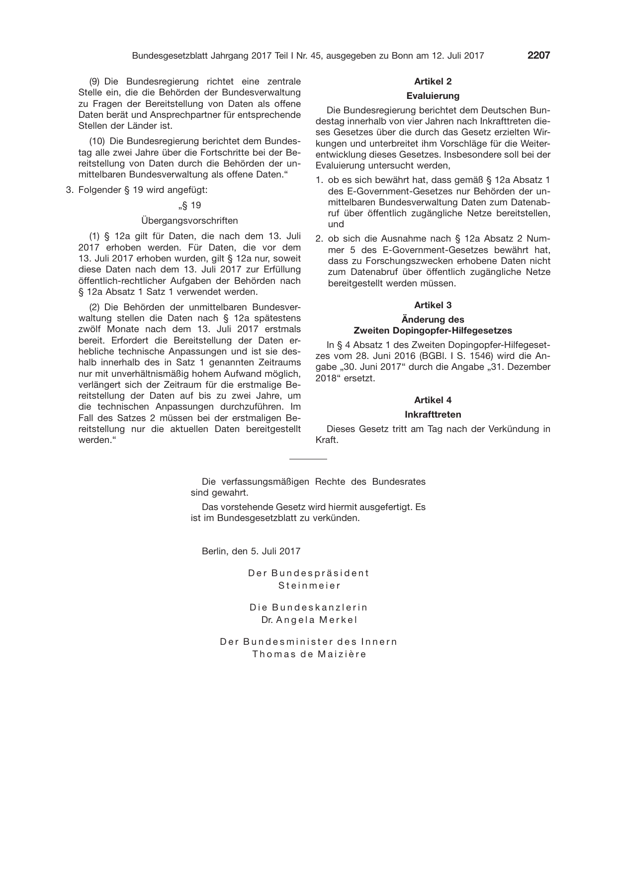 BGBl. 2017, Seite 2207 — Originalseite als Abbildung