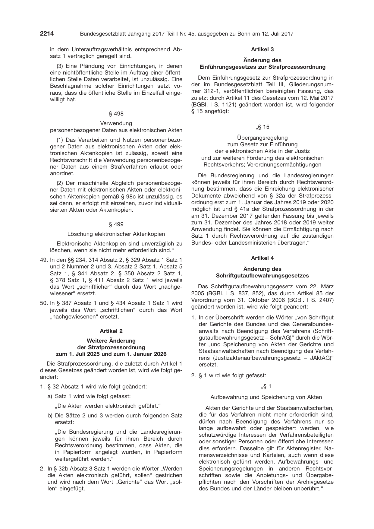 BGBl. 2017, Seite 2214 — Originalseite als Abbildung