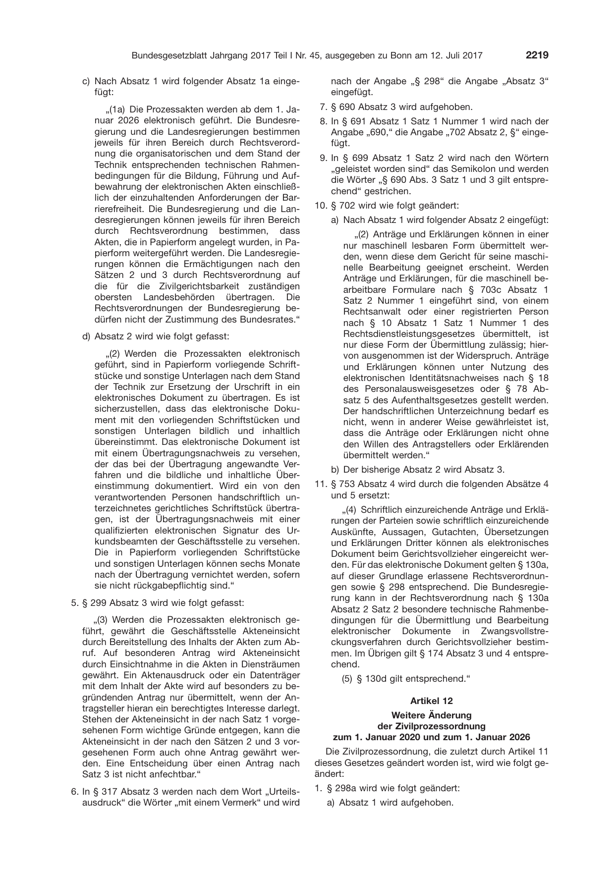 BGBl. 2017, Seite 2219 — Originalseite als Abbildung