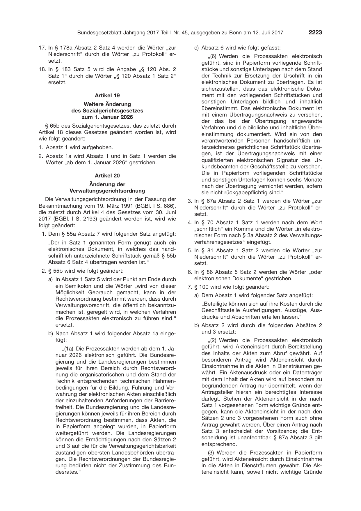 BGBl. 2017, Seite 2223 — Originalseite als Abbildung