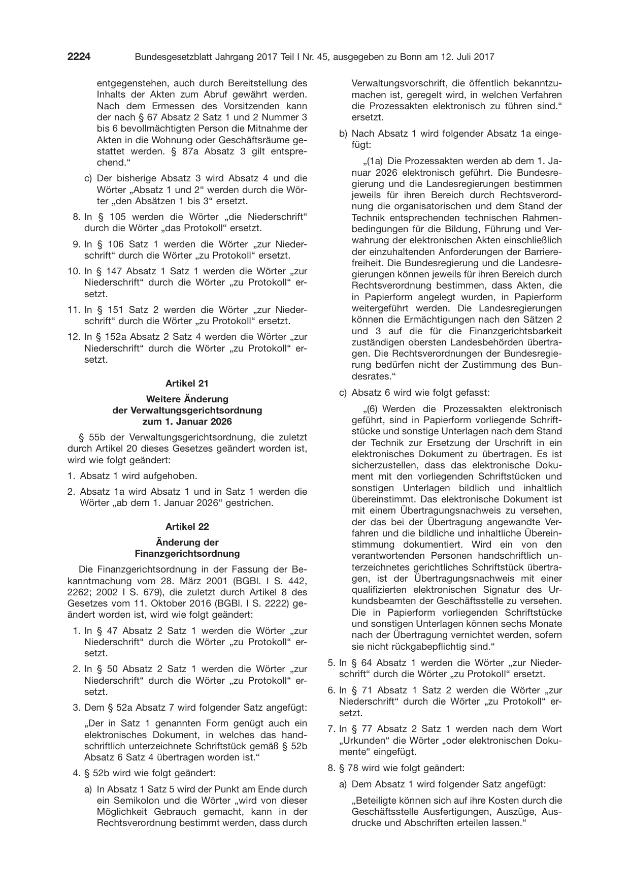 BGBl. 2017, Seite 2224 — Originalseite als Abbildung