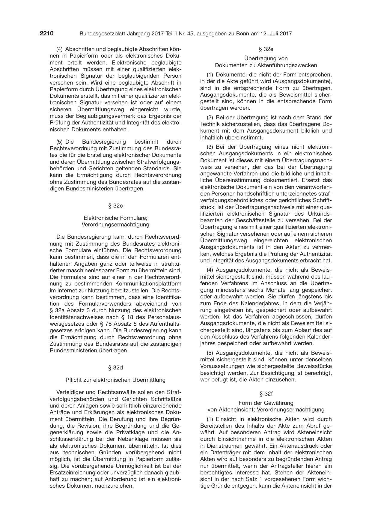 BGBl. 2017, Seite 2210 — Originalseite als Abbildung