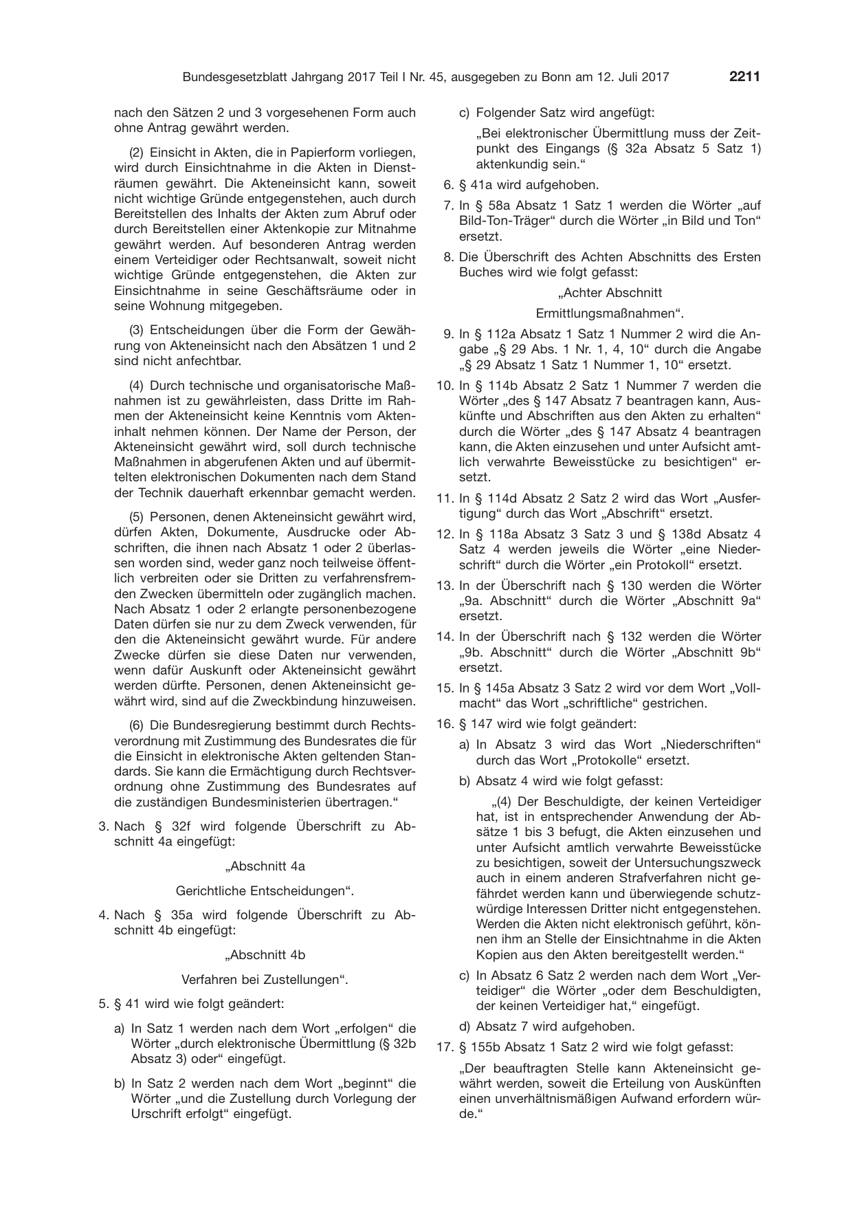 BGBl. 2017, Seite 2211 — Originalseite als Abbildung
