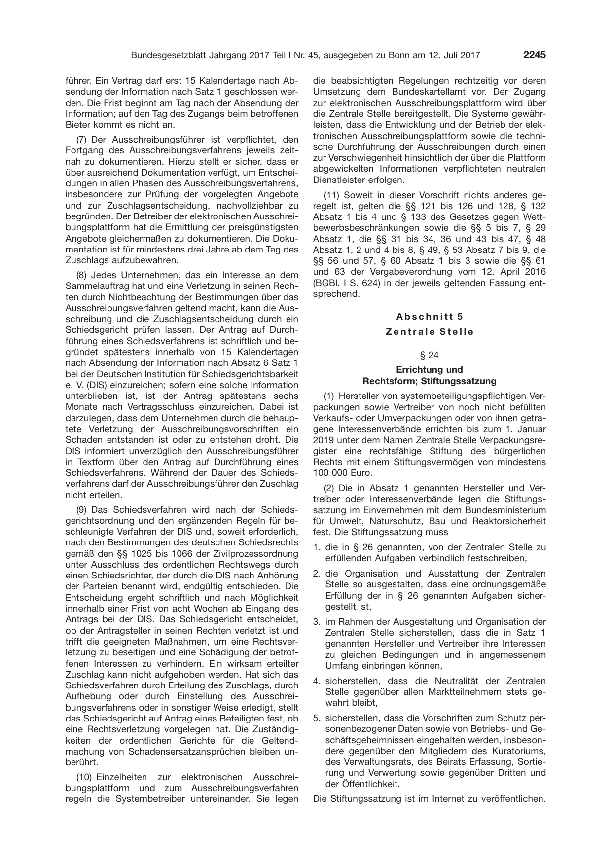 BGBl. 2017, Seite 2245 — Originalseite als Abbildung