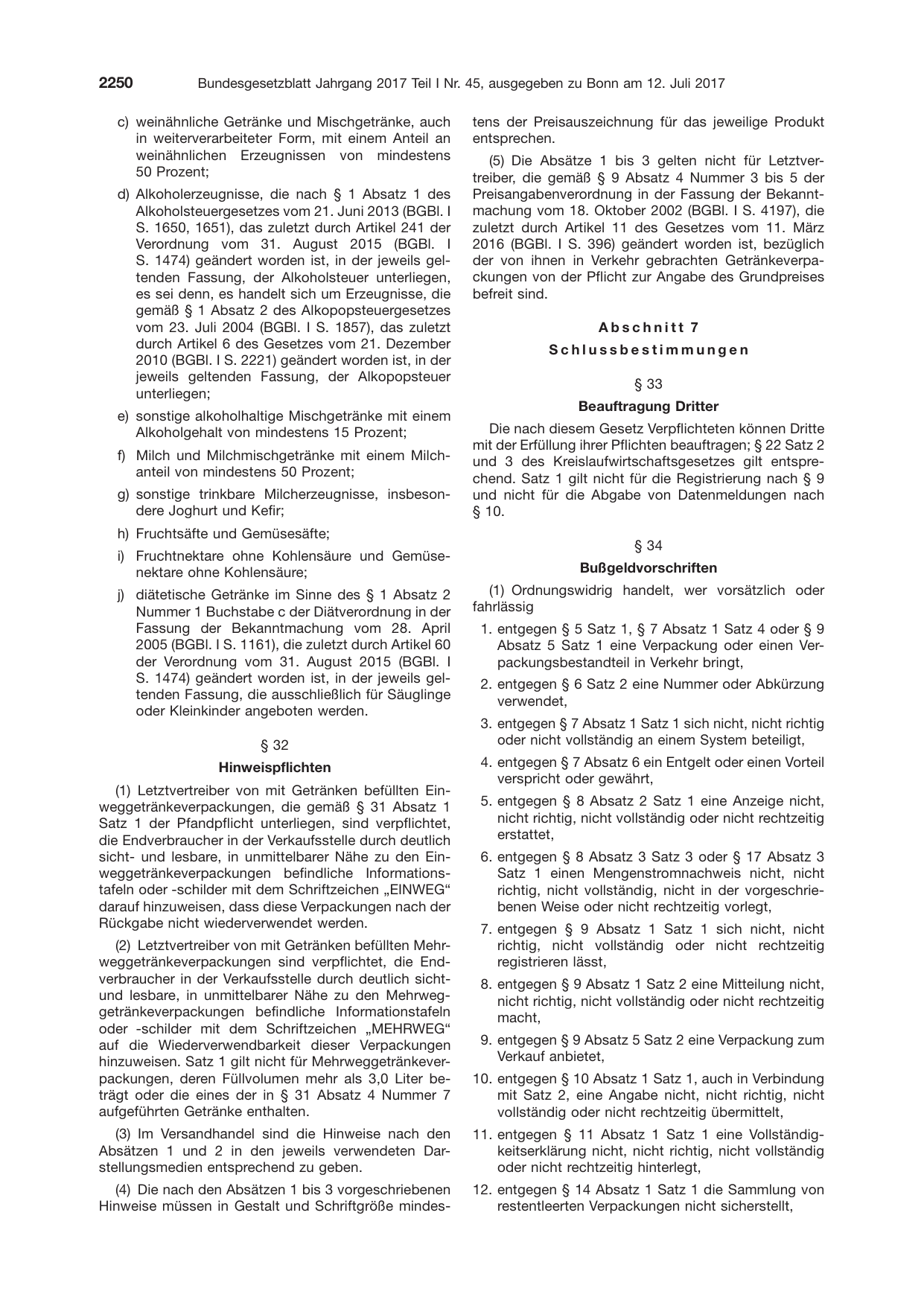 BGBl. 2017, Seite 2250 — Originalseite als Abbildung