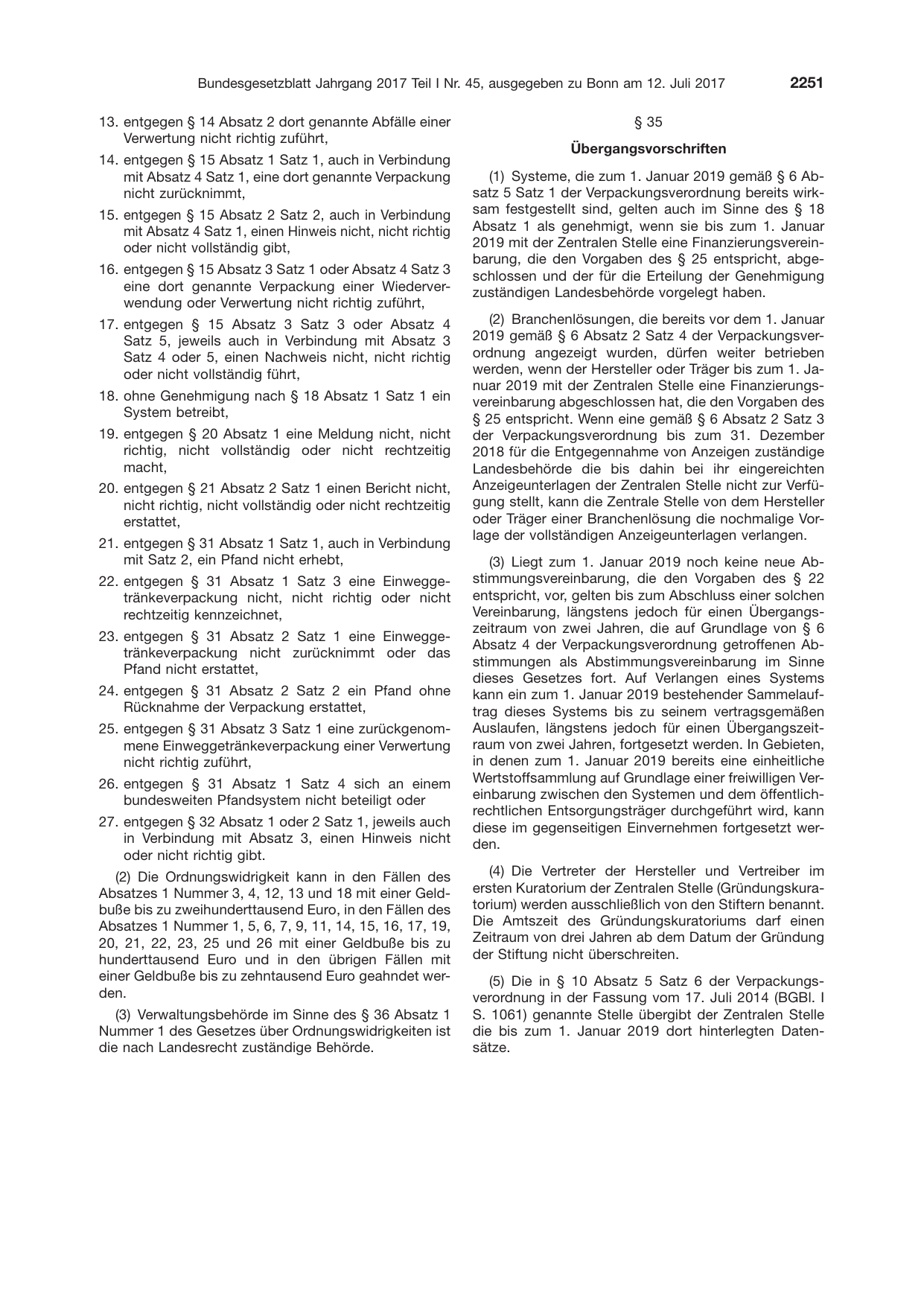 BGBl. 2017, Seite 2251 — Originalseite als Abbildung