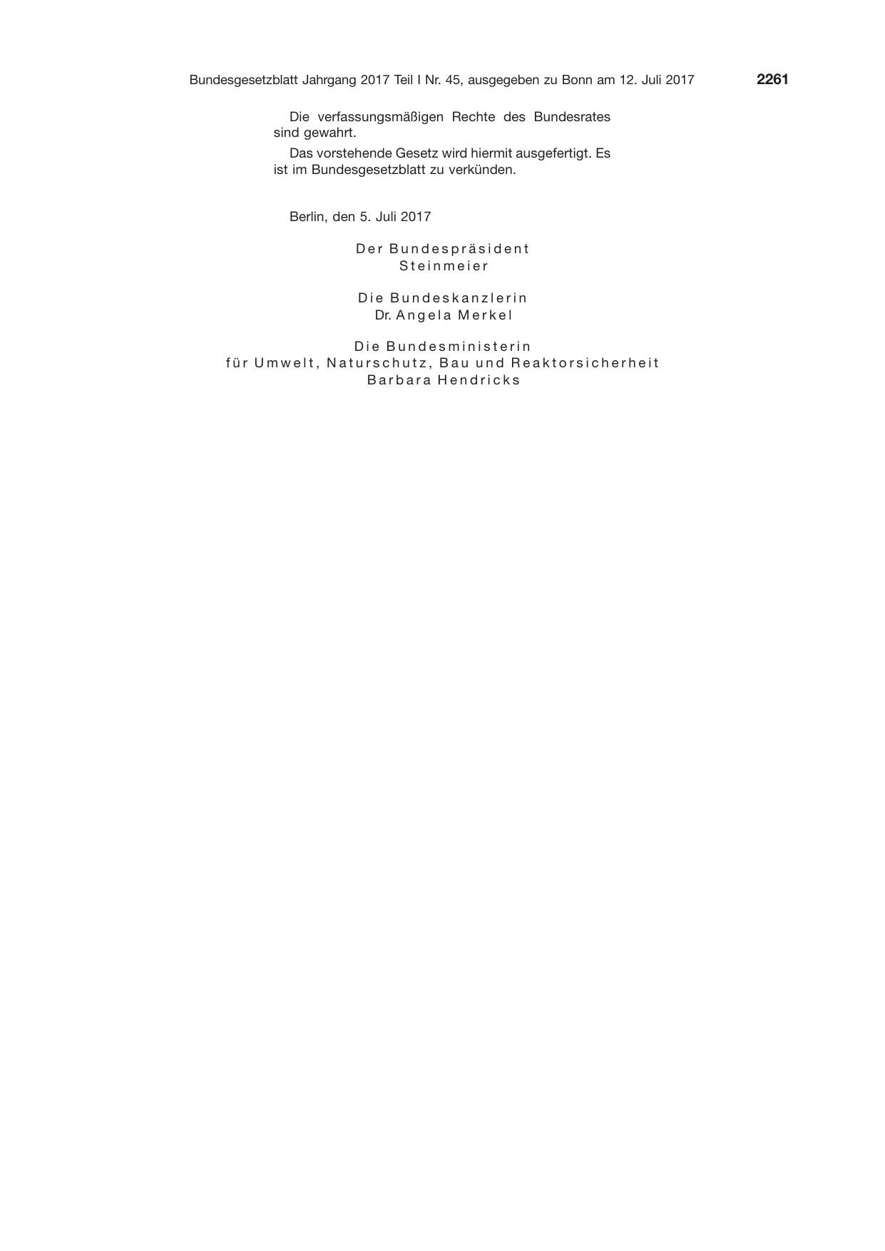 BGBl. 2017, Seite 2261 — Originalseite als Abbildung
