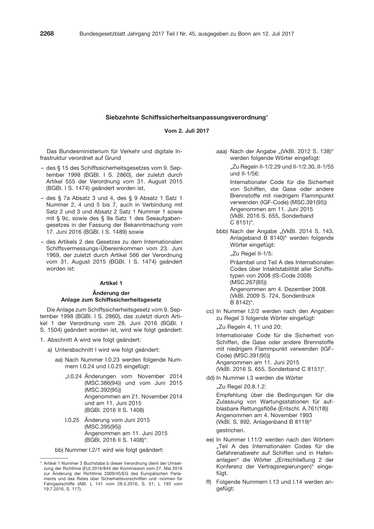 BGBl. 2017, Seite 2268 — Originalseite als Abbildung