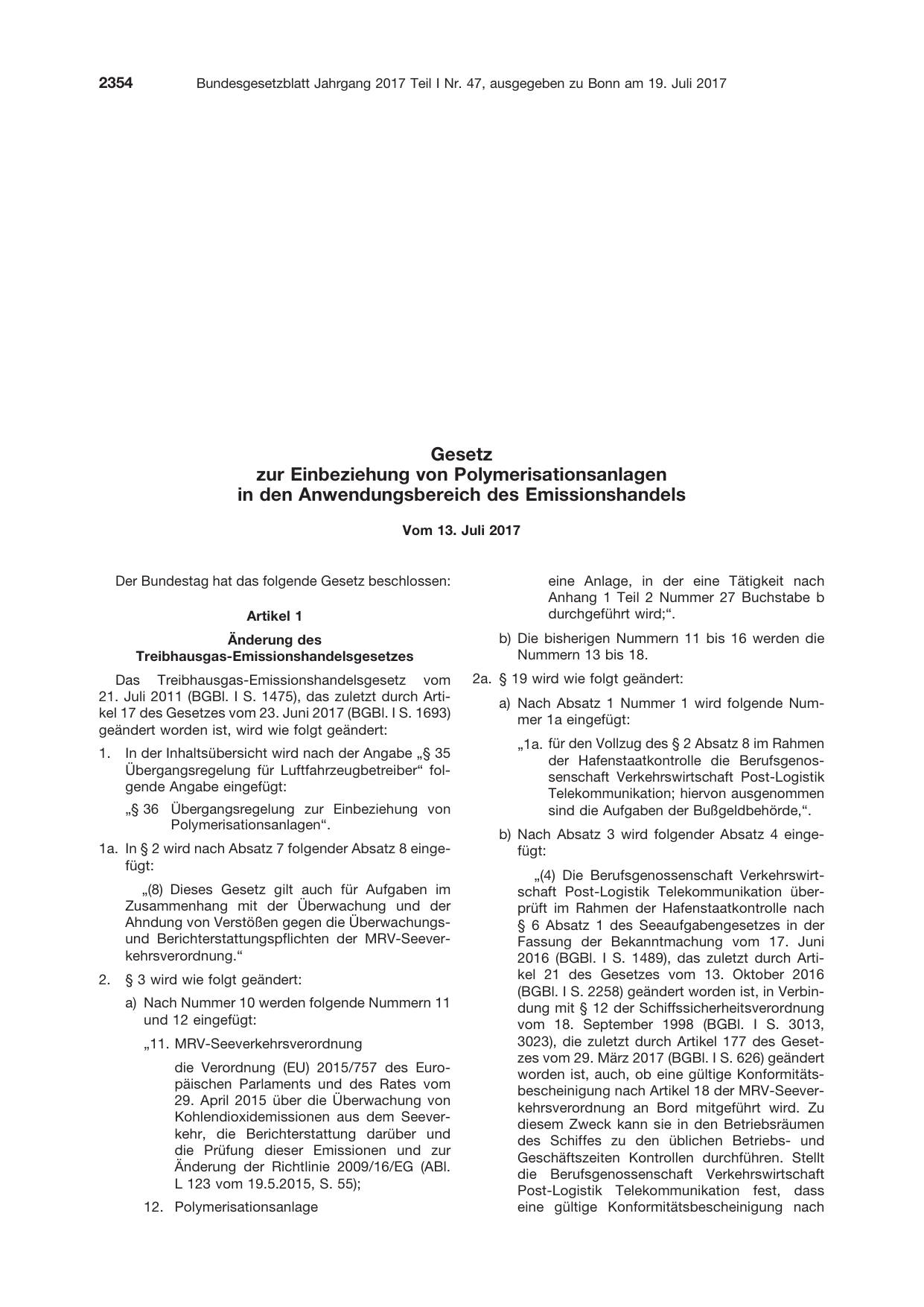BGBl. 2017, Seite 2354 — Originalseite als Abbildung