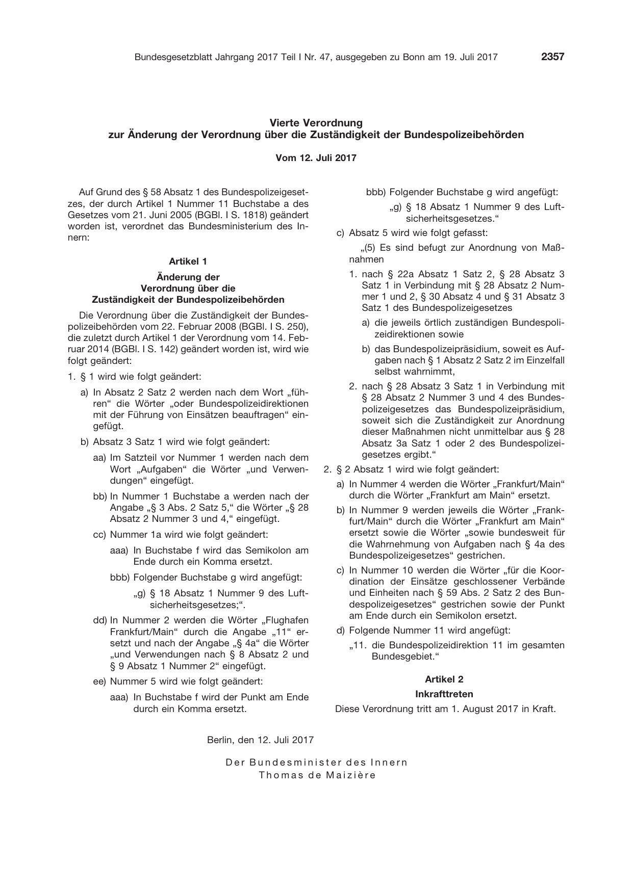 BGBl. 2017, Seite 2357 — Originalseite als Abbildung
