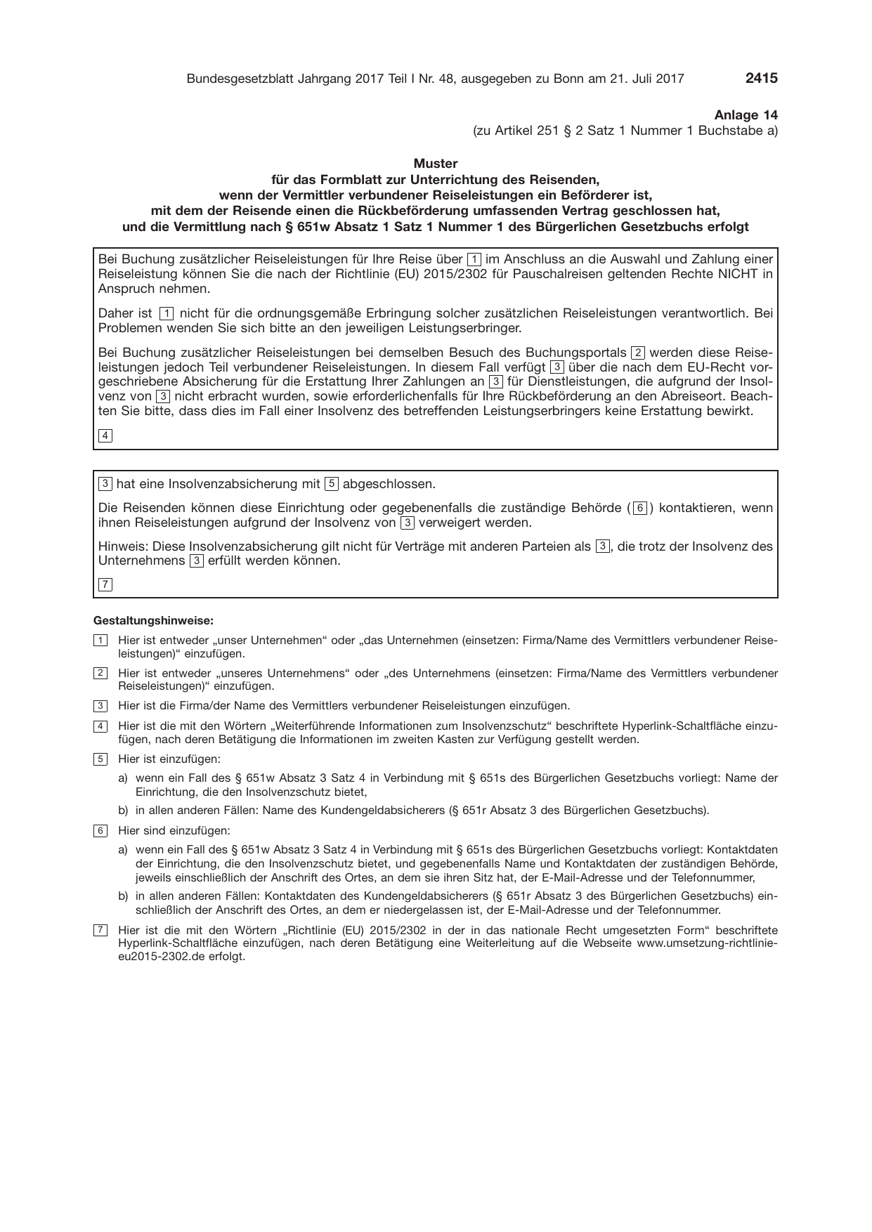 BGBl. 2017, Seite 2415 — Originalseite als Abbildung