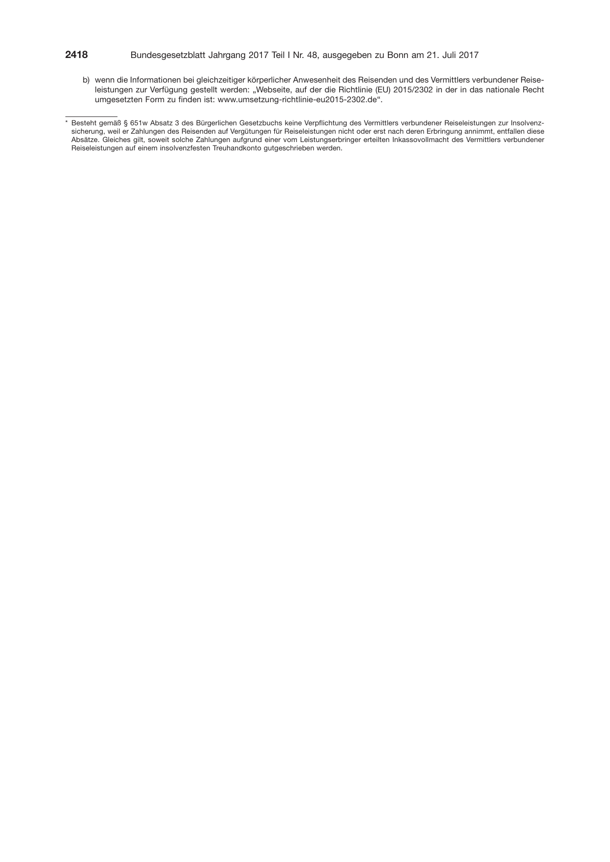 BGBl. 2017, Seite 2418 — Originalseite als Abbildung