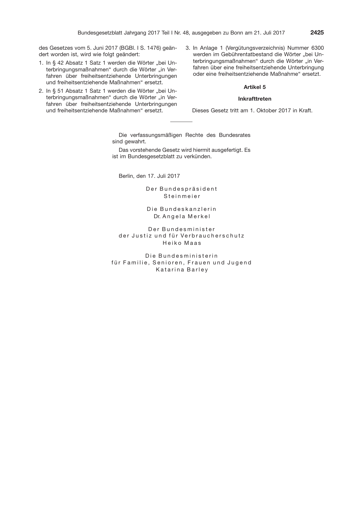 BGBl. 2017, Seite 2425 — Originalseite als Abbildung