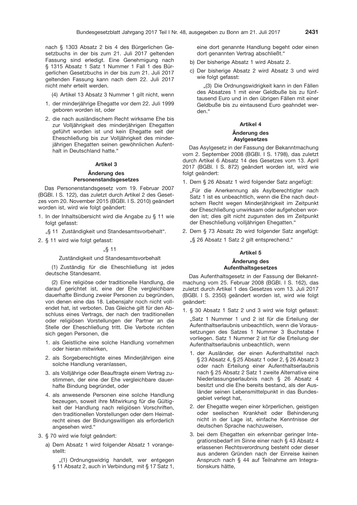 BGBl. 2017, Seite 2431 — Originalseite als Abbildung