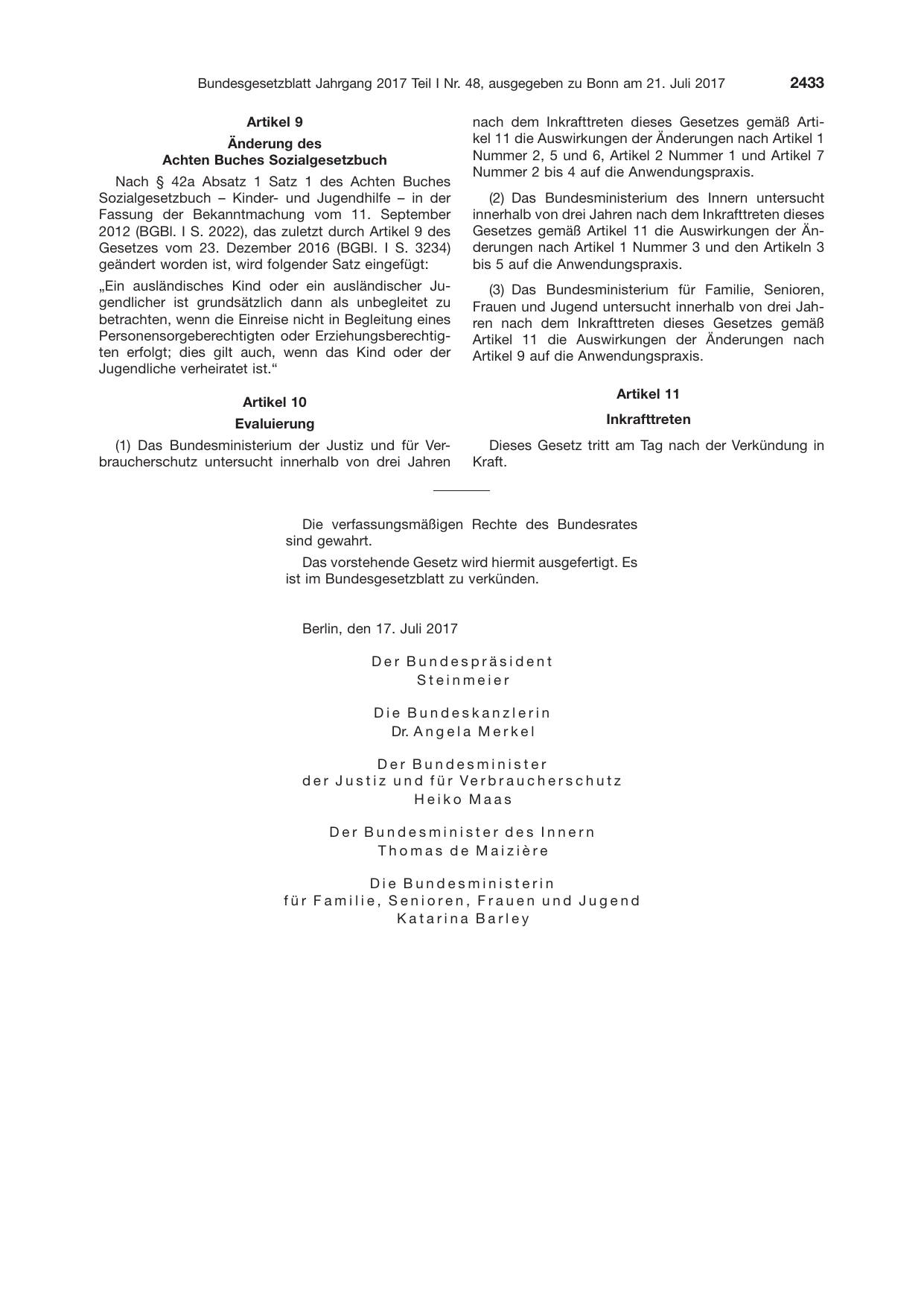 BGBl. 2017, Seite 2433 — Originalseite als Abbildung