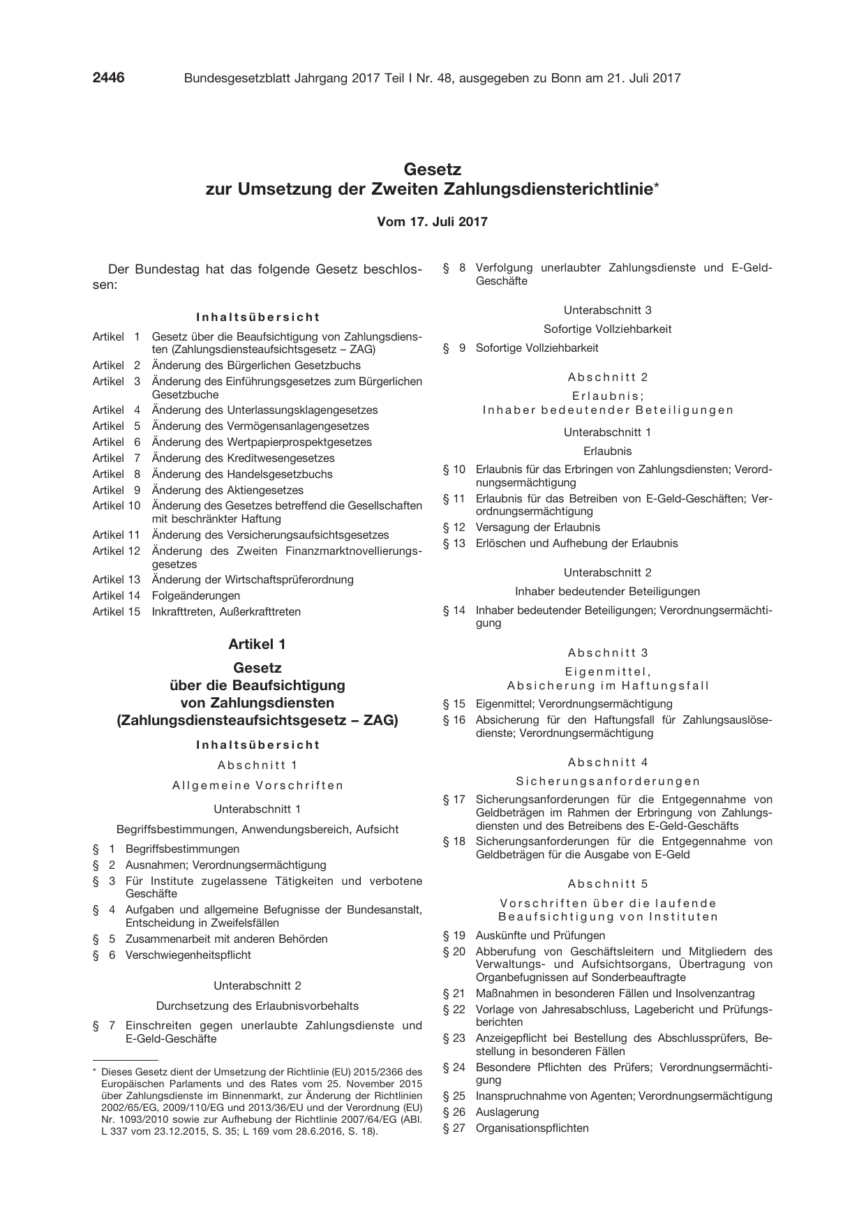 BGBl. 2017, Seite 2446 — Originalseite als Abbildung