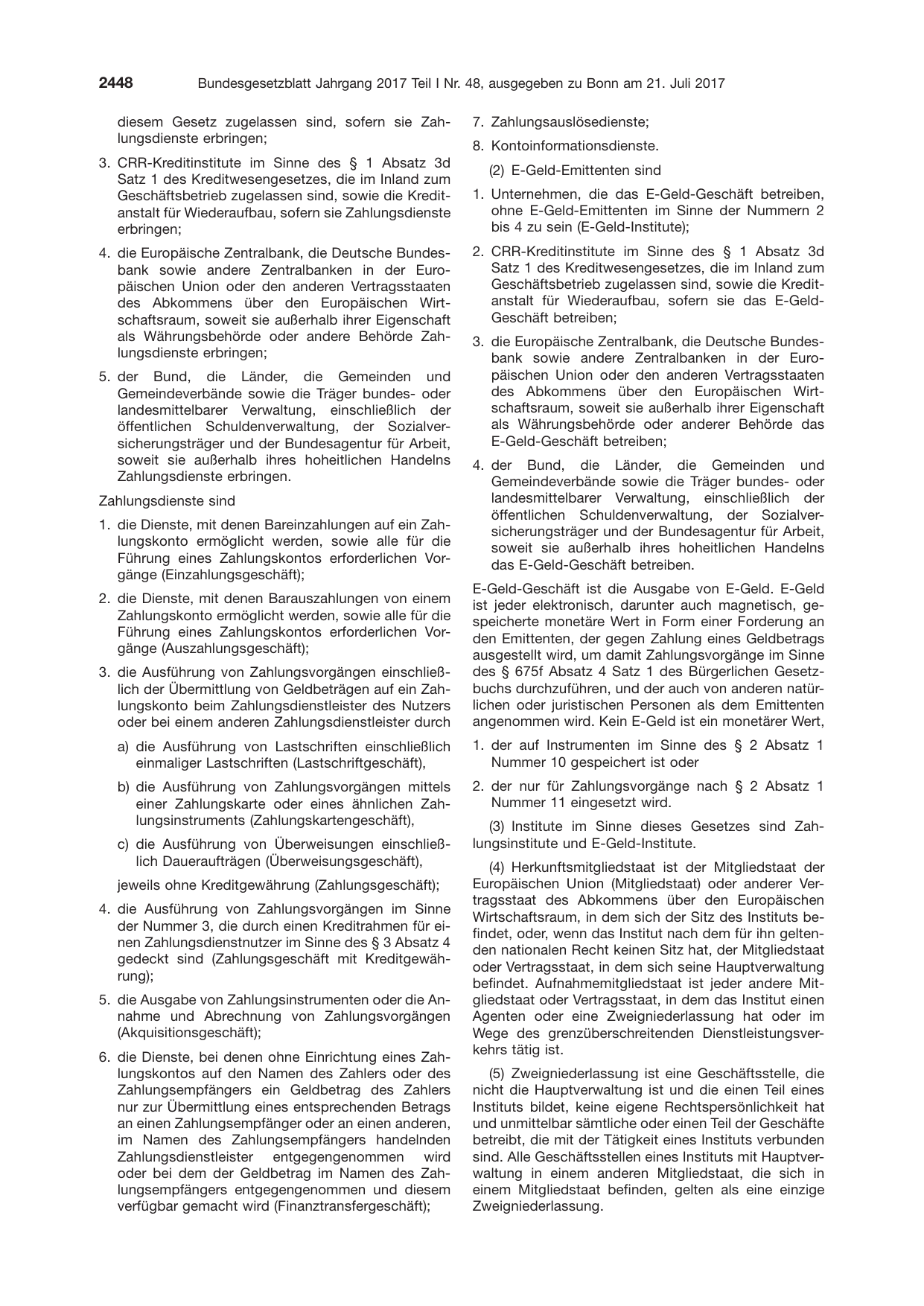 BGBl. 2017, Seite 2448 — Originalseite als Abbildung
