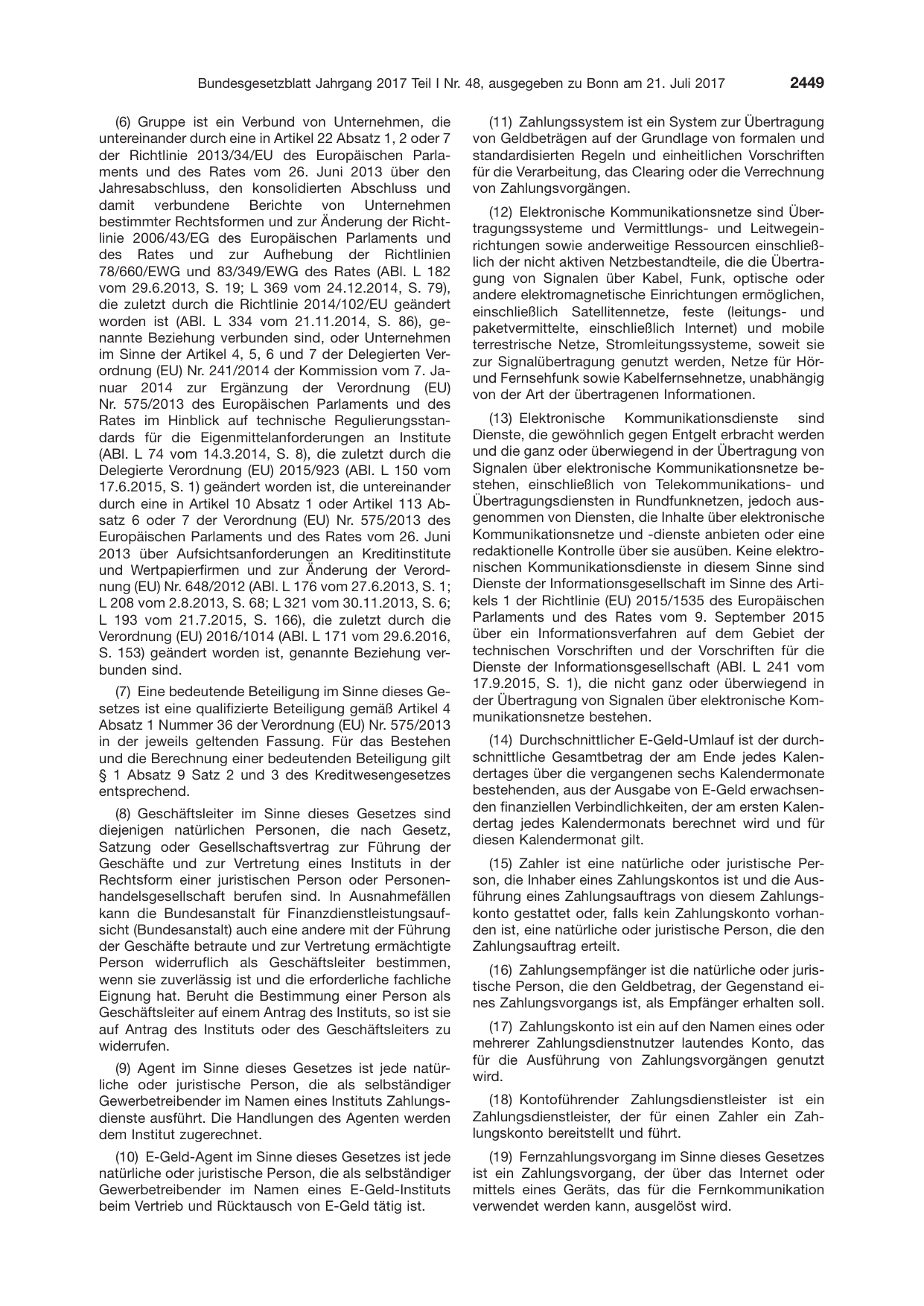 BGBl. 2017, Seite 2449 — Originalseite als Abbildung
