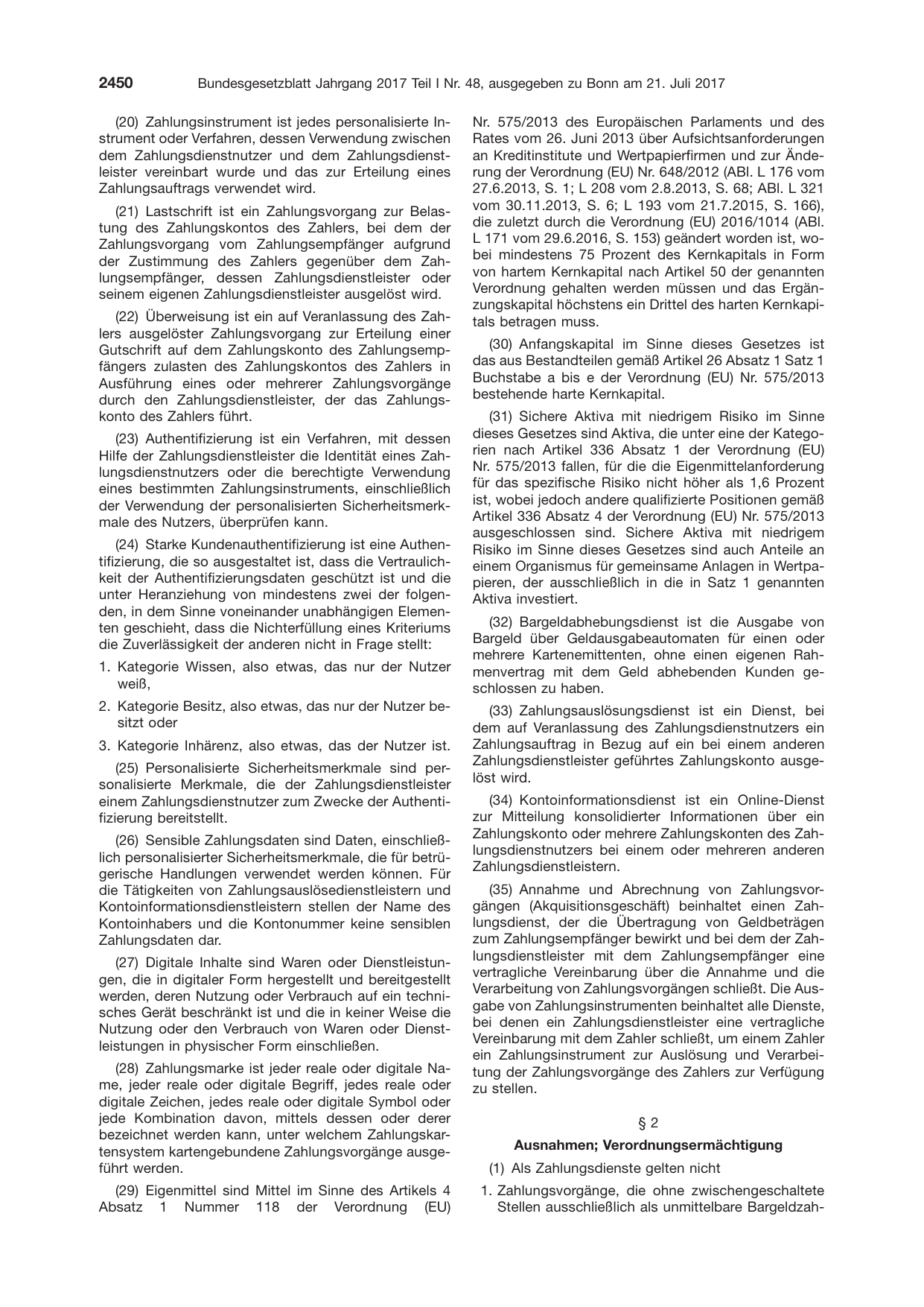 BGBl. 2017, Seite 2450 — Originalseite als Abbildung