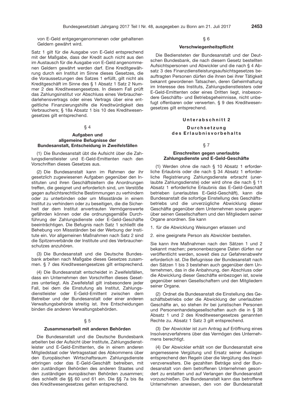 BGBl. 2017, Seite 2453 — Originalseite als Abbildung