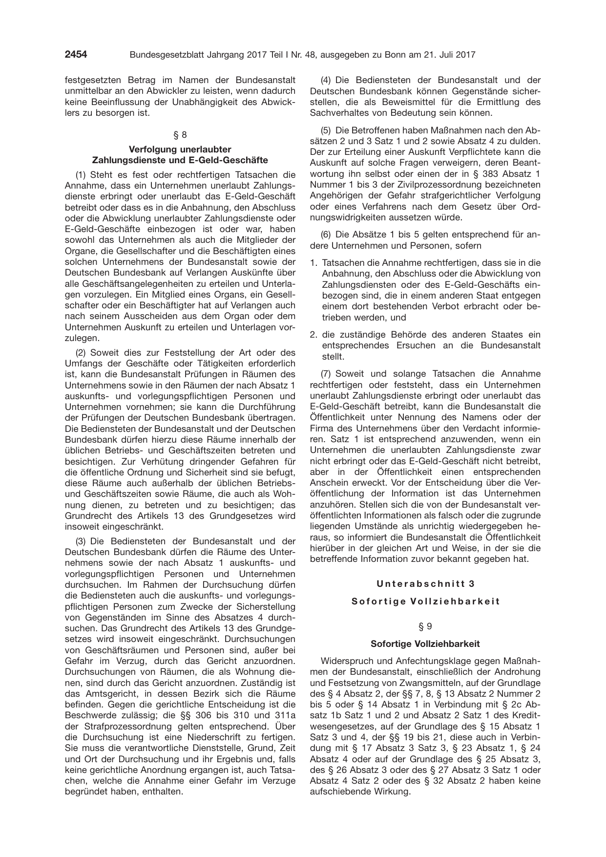 BGBl. 2017, Seite 2454 — Originalseite als Abbildung