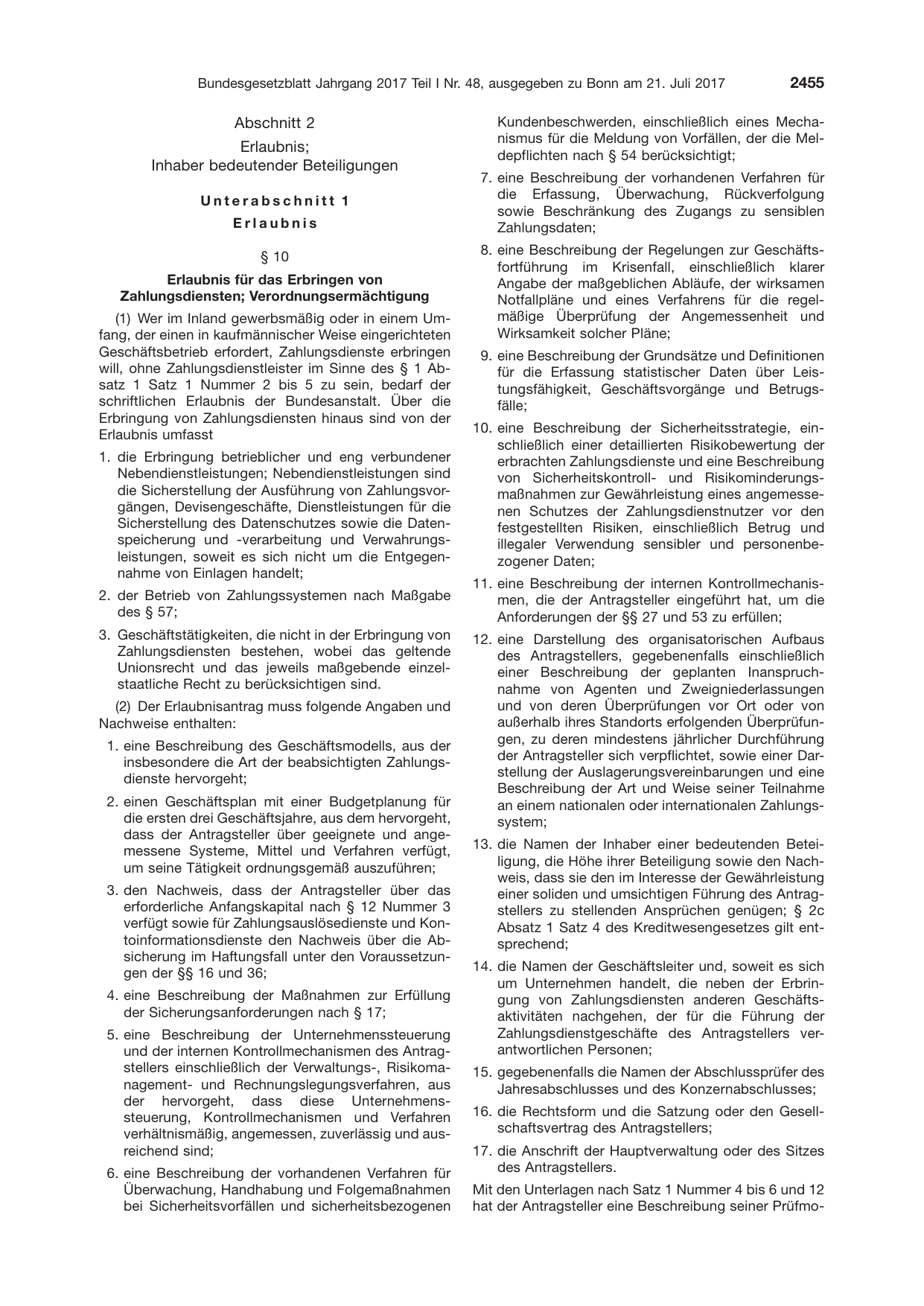BGBl. 2017, Seite 2455 — Originalseite als Abbildung