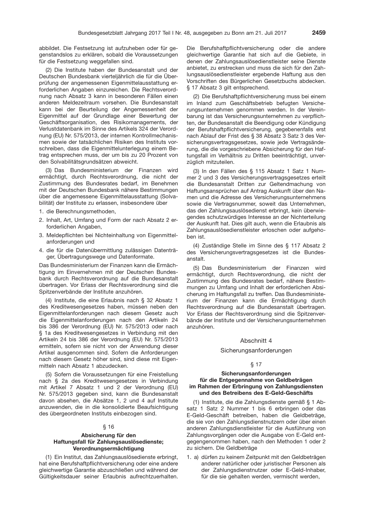 BGBl. 2017, Seite 2459 — Originalseite als Abbildung